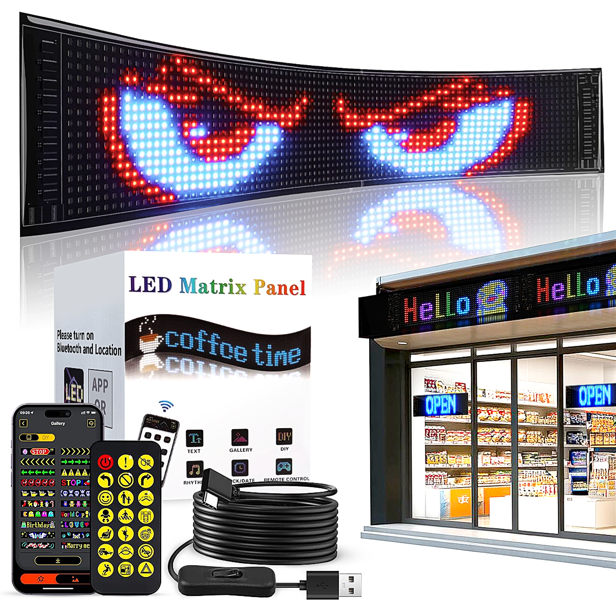 Home Bar Signs - Programmable LED Matrix Panel for Advertising,Small