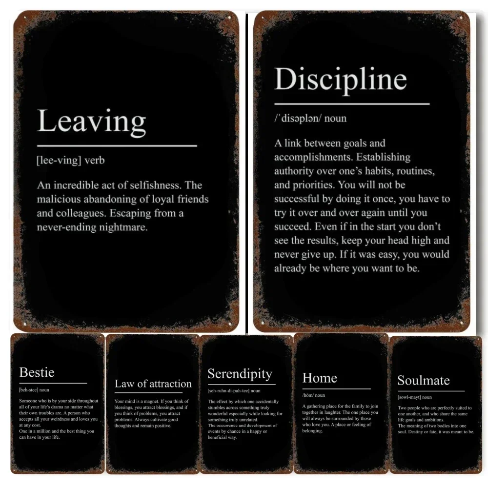 Home Bar Word - 2D Flat Metal Sign Vintage Definition