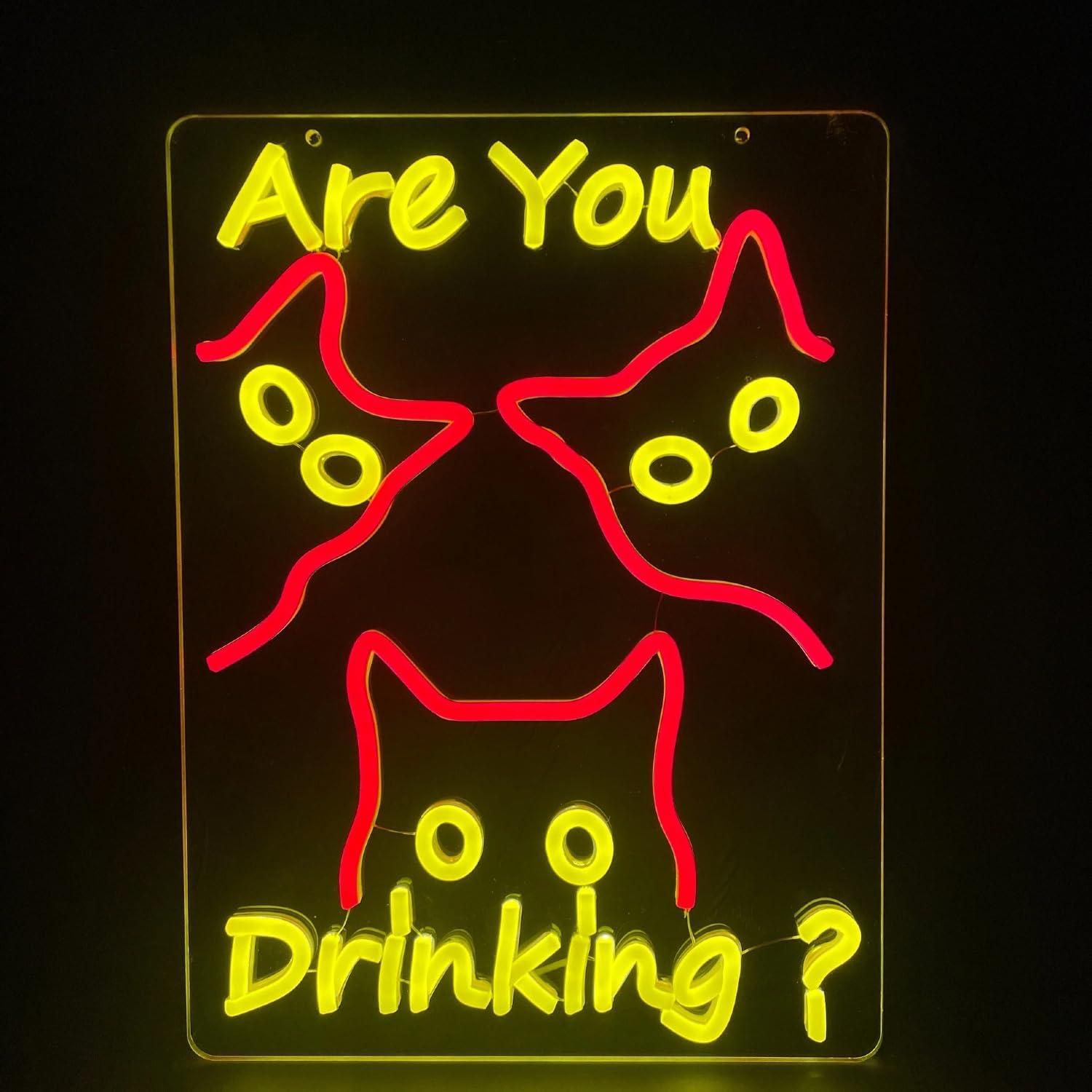 Home Bar Signs - Are You Dringking Neon Sign Cat