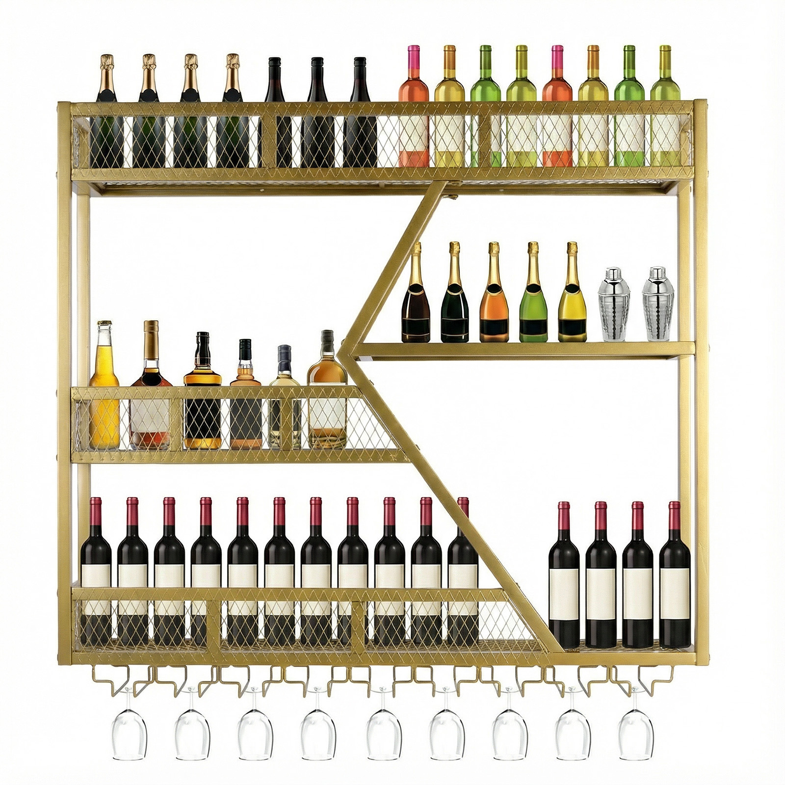 39in 3-Tiers Liquor Shelf Wall - Home Bar Shelves 评论和价格
