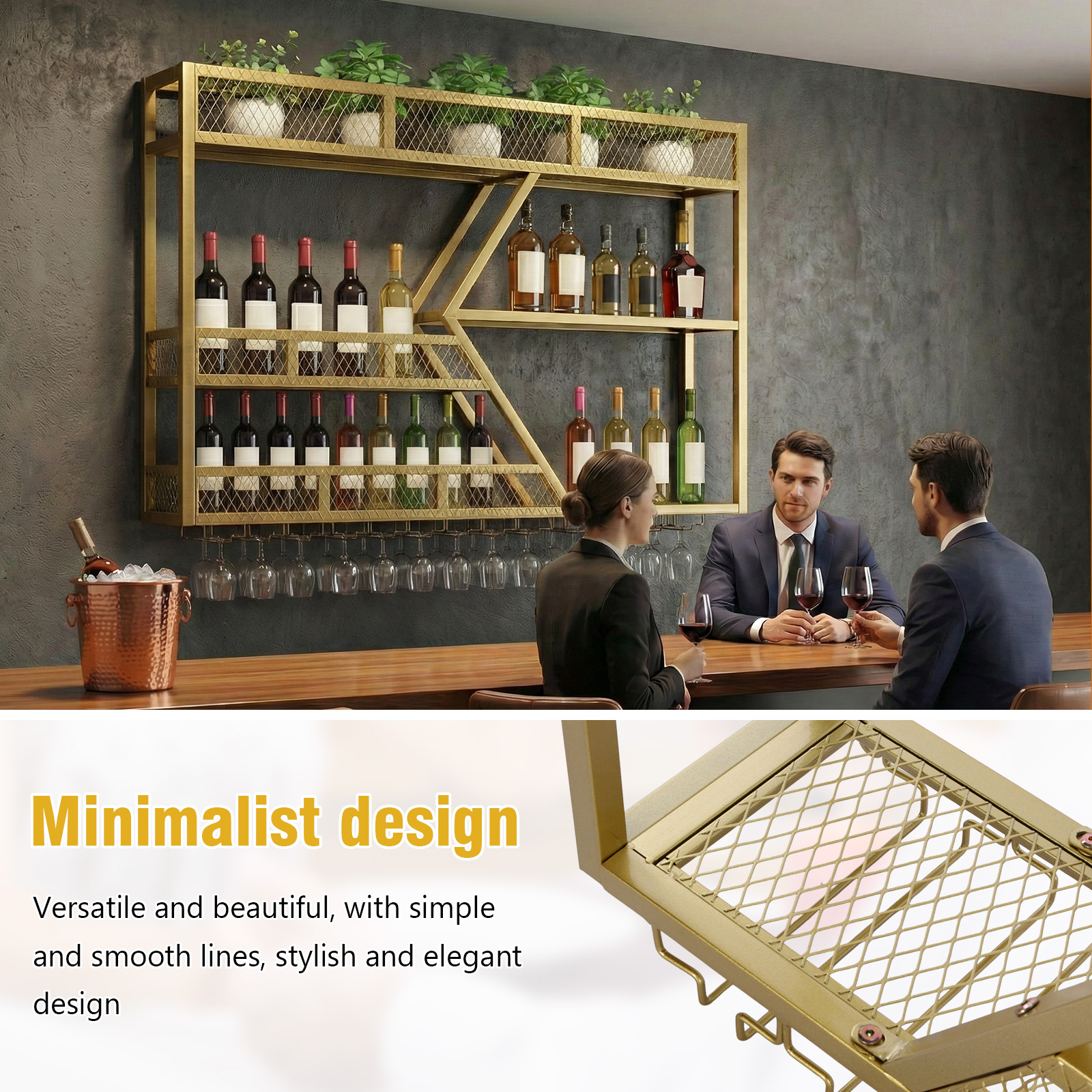 39in 3-Tiers Liquor Shelf Wall - Home Bar Shelves 评论和价格