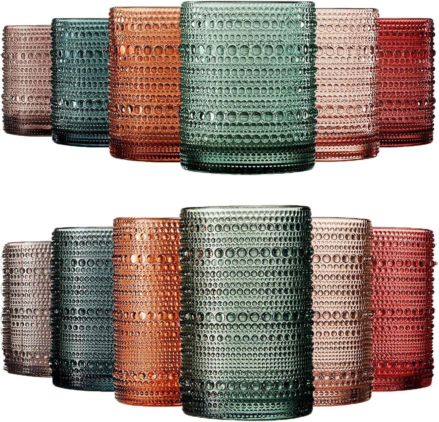 Hobnail Beaded Highball Drinki - Highball Glass Set 评论和价格