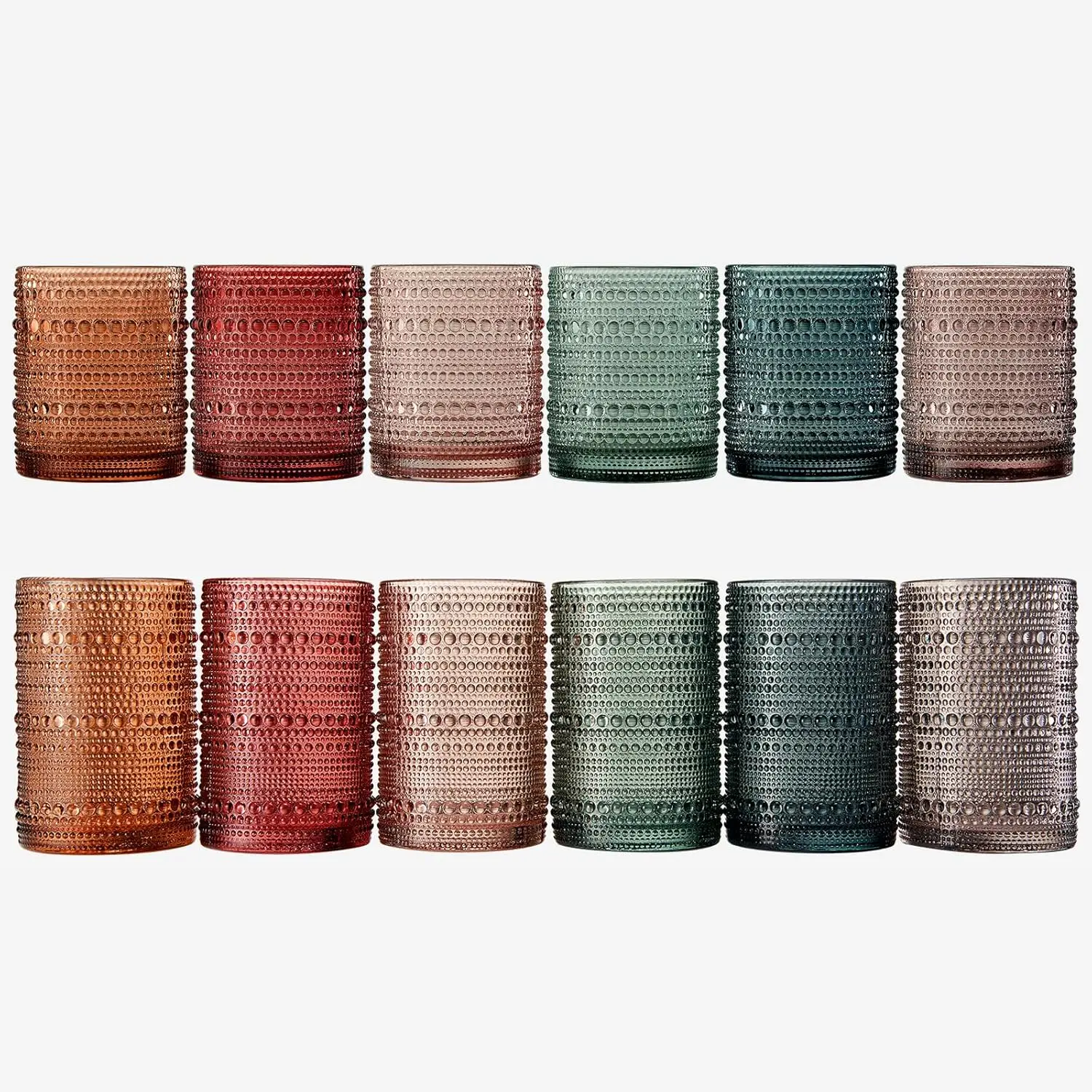 Hobnail Beaded Highball Drinki - Highball Glass Set 评论和价格