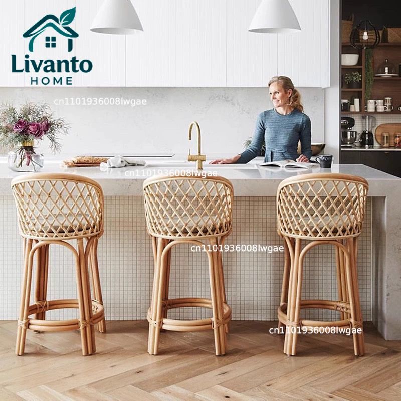 Natural Rattan Bar Stools with - Home Bar Seating 评论和价格