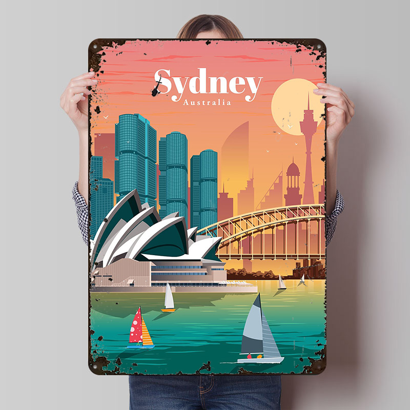Sydney Poster Wall Art Retro V - Home Bar Sydney 评论和价格