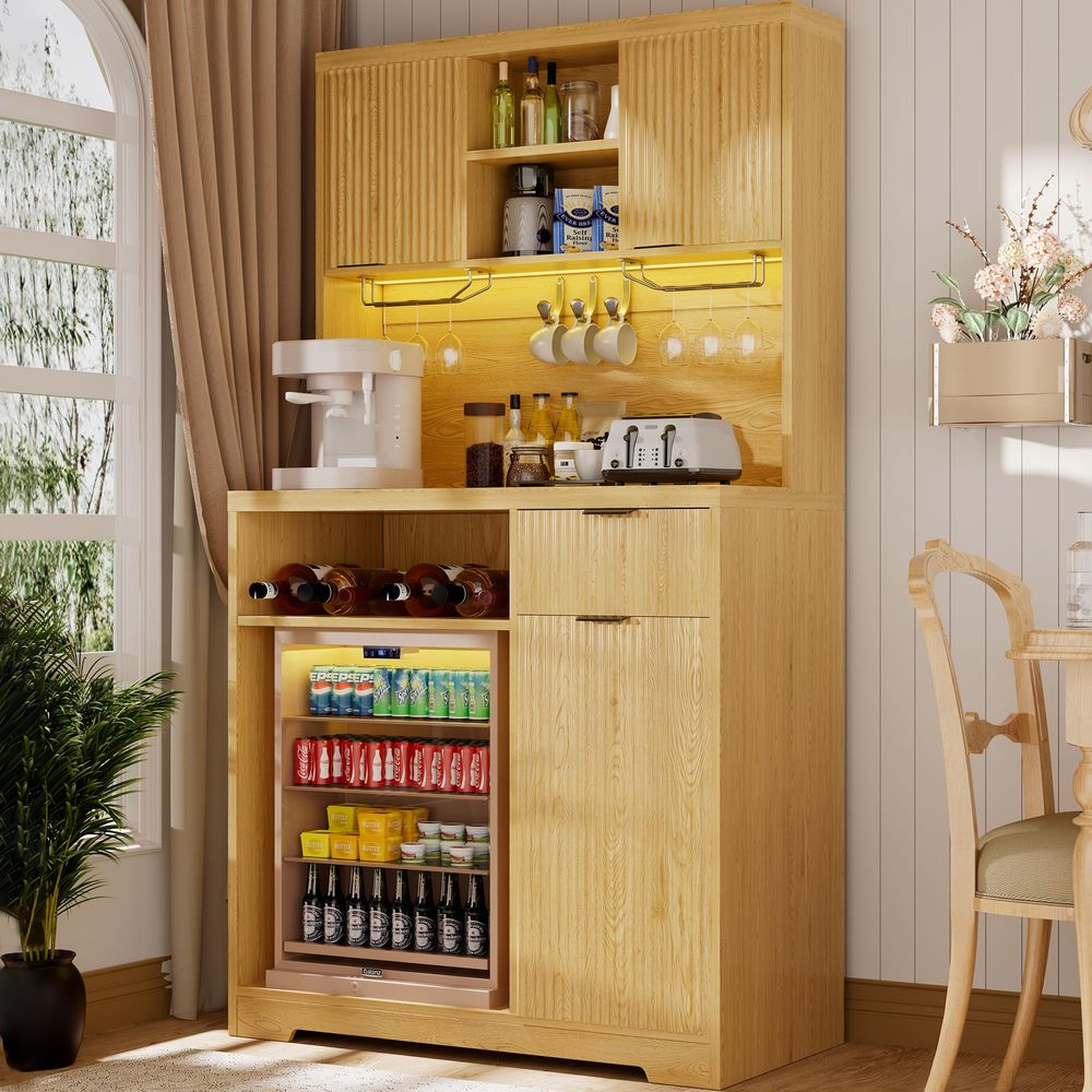 Coffee Bar Cabinet with Mini F - Home Bar And Fridge 评论和价格