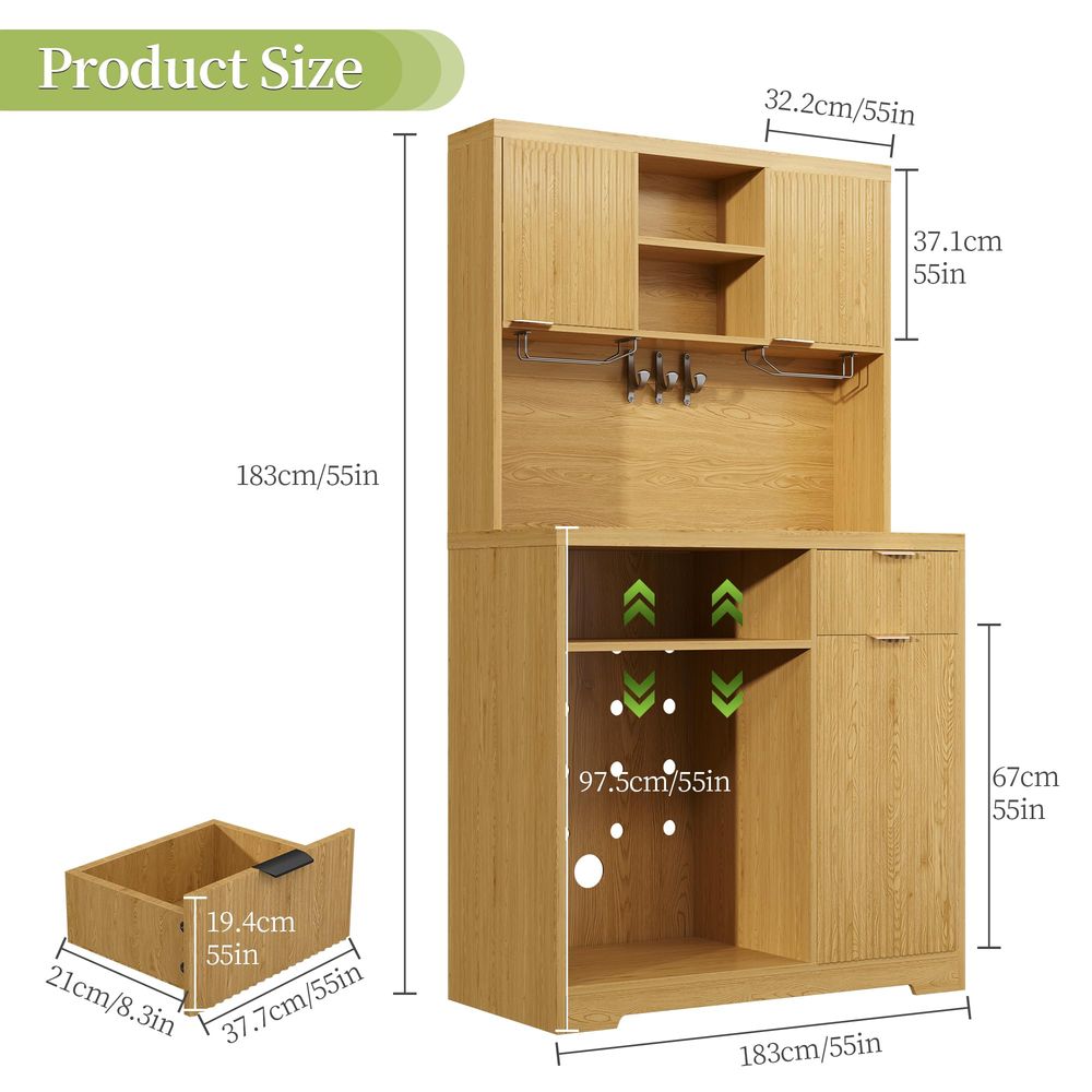Coffee Bar Cabinet with Mini F - Home Bar And Fridge 评论和价格