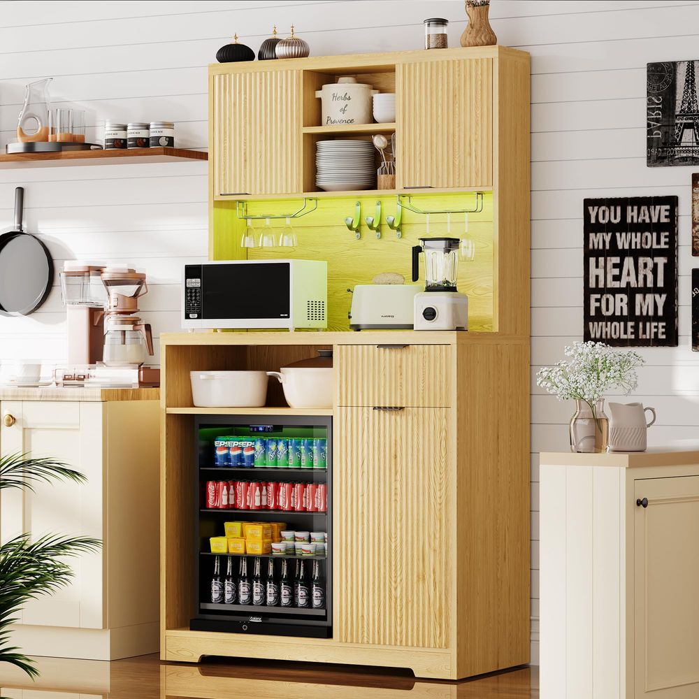 Coffee Bar Cabinet with Mini F - Home Bar And Fridge 评论和价格