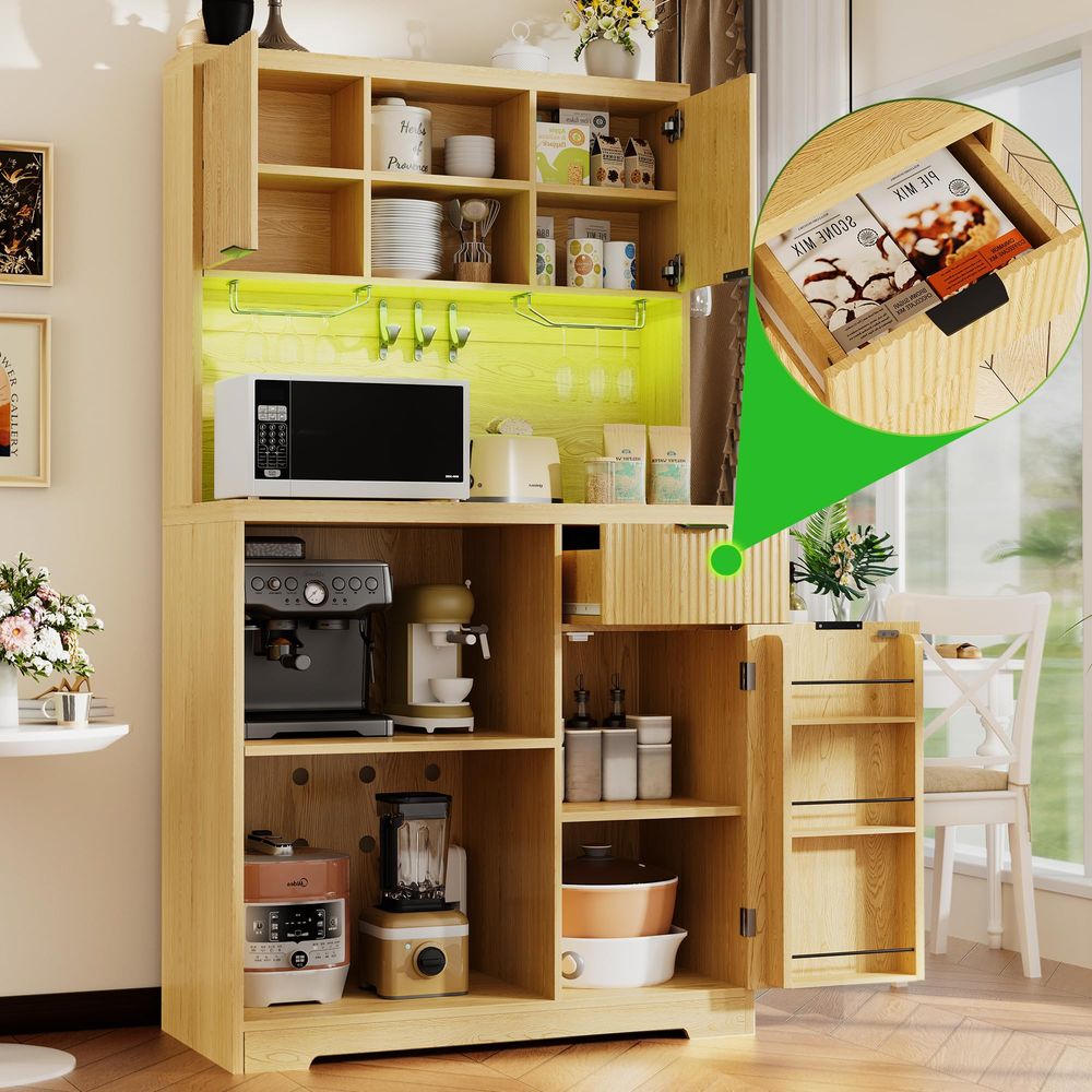 Coffee Bar Cabinet with Mini F - Home Bar And Fridge 评论和价格
