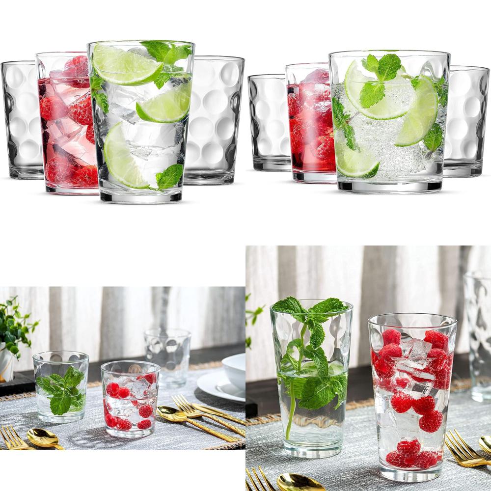 12-Piece Elegant Stackable Gla - Highball Glass Set 评论和价格