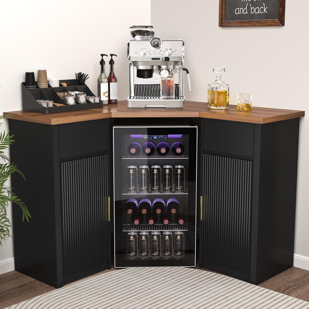 Corner Bar Cabinet with Fridge - Home Bar And Fridge 评论和价格