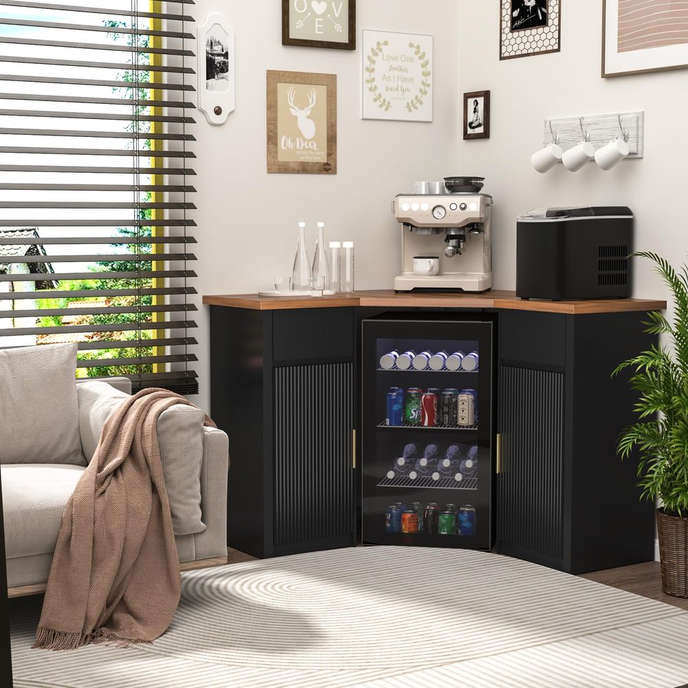 Corner Bar Cabinet with Fridge - Home Bar And Fridge 评论和价格