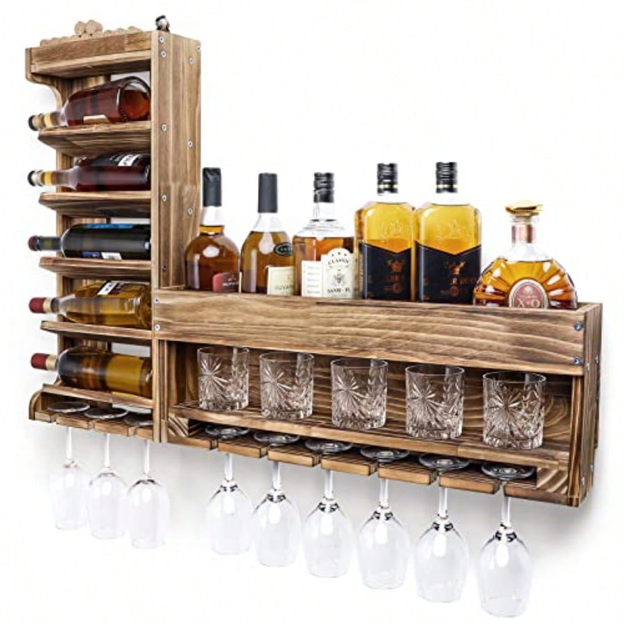 Wine Rack Wall Mounted WoodAlc - Home Bar Shelves 评论和价格