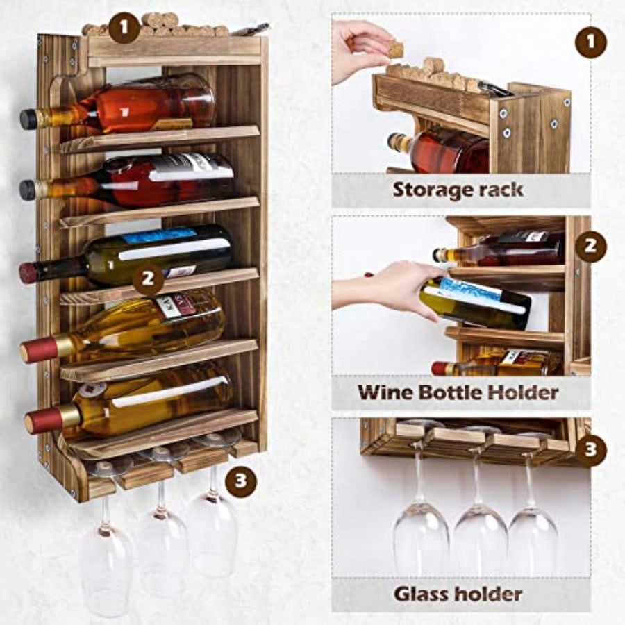 Wine Rack Wall Mounted WoodAlc - Home Bar Shelves 评论和价格