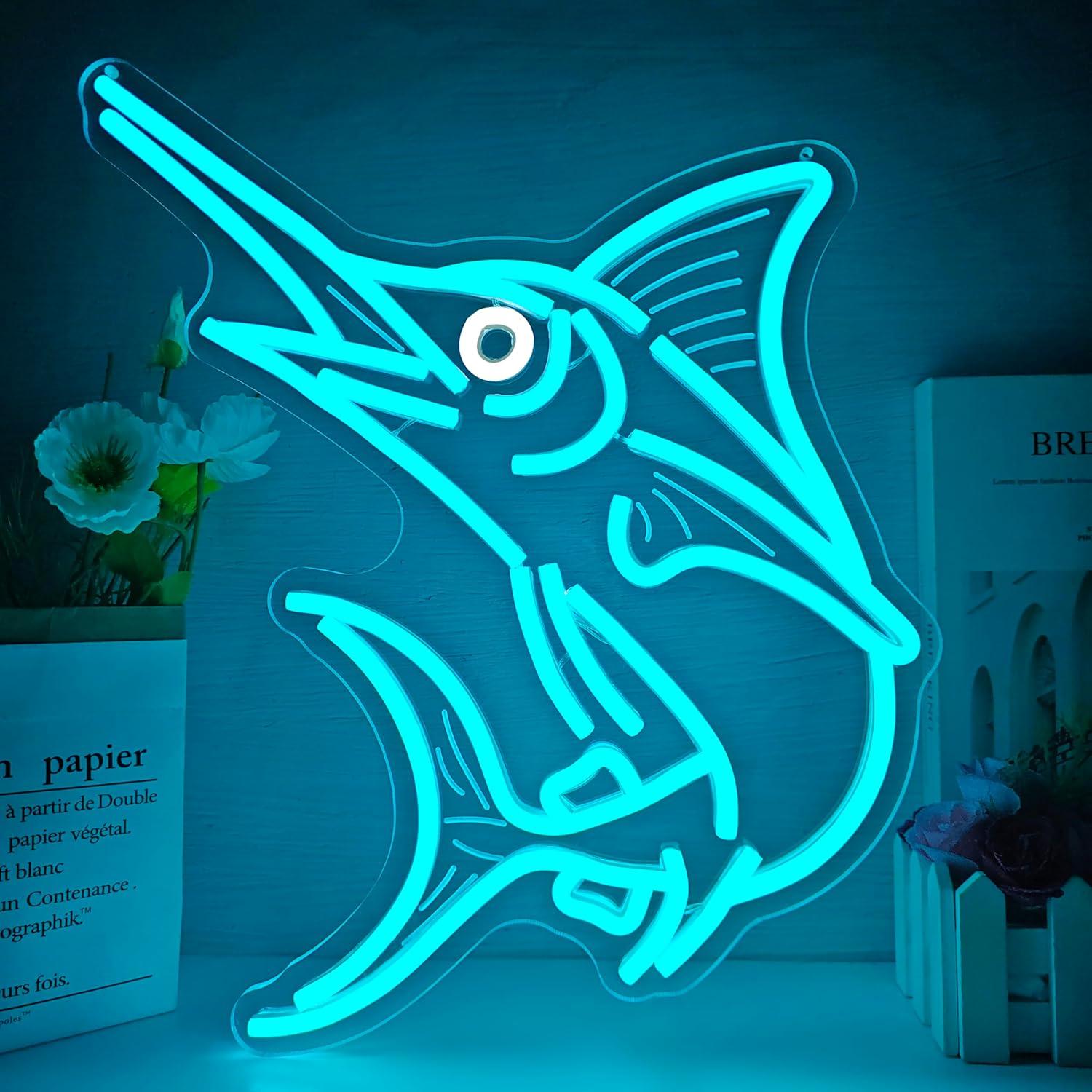 Marlin Fish Neon Sign Deep Sea - Home Bar Signs 评论和价格