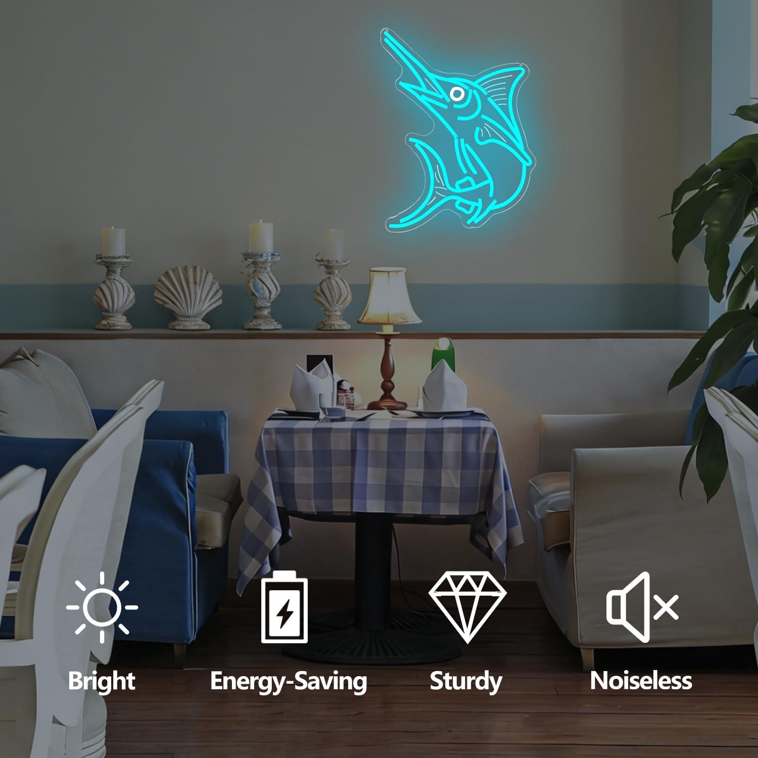Marlin Fish Neon Sign Deep Sea - Home Bar Signs 评论和价格