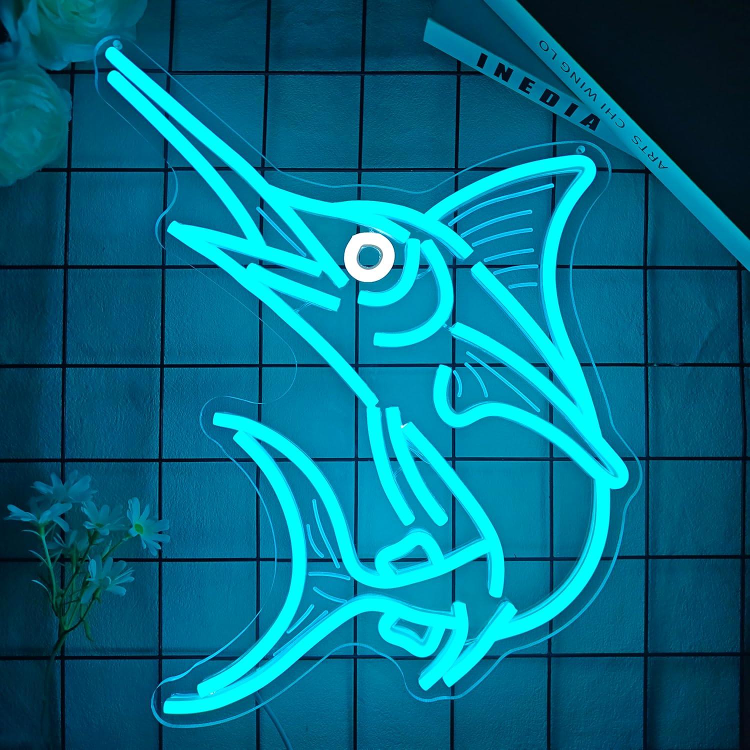 Marlin Fish Neon Sign Deep Sea - Home Bar Signs 评论和价格