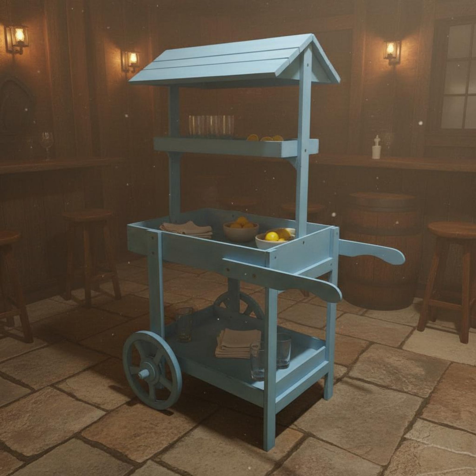 Rustic Display Trolley Wheeled - Home Bar Shelves 评论和价格