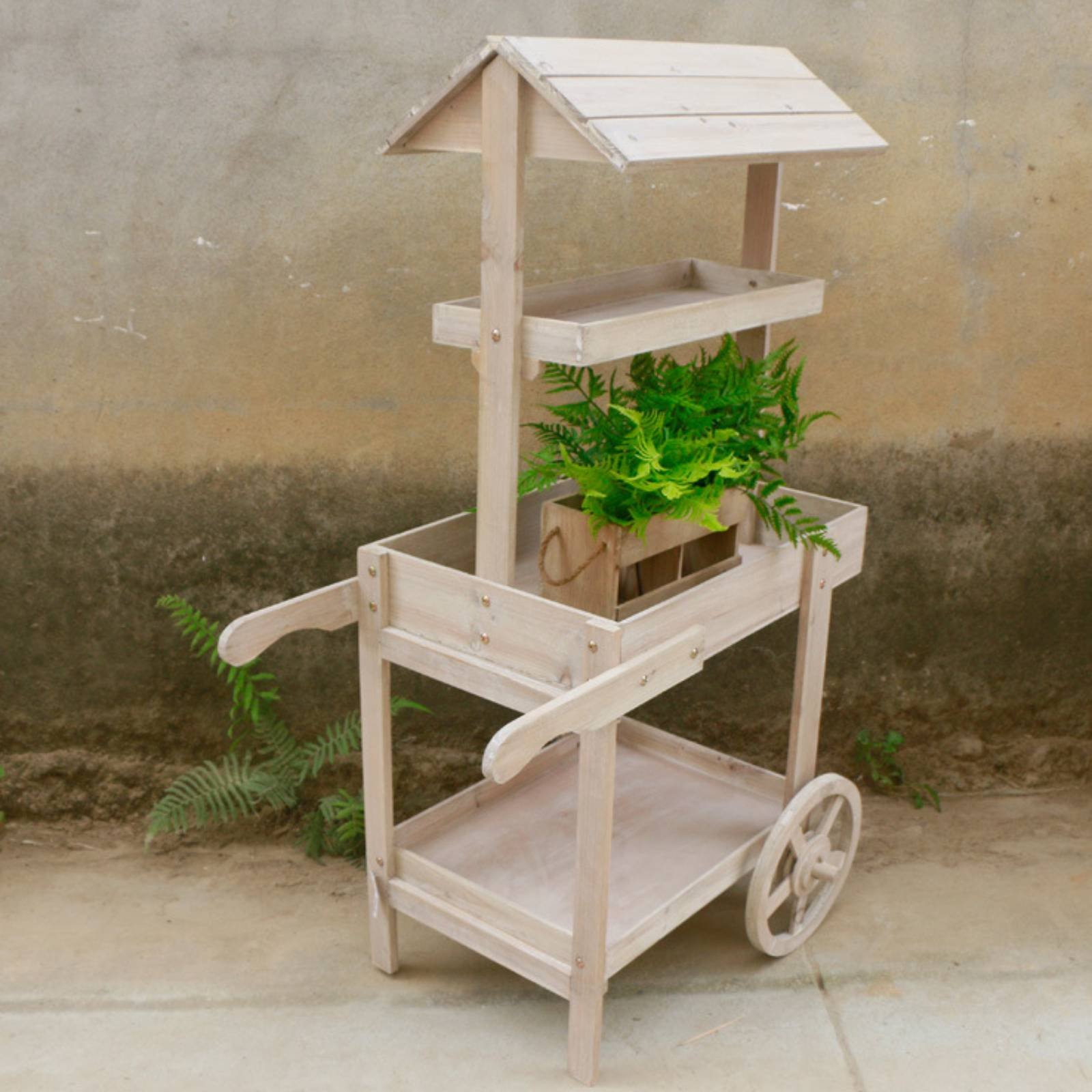 Rustic Display Trolley Wheeled - Home Bar Shelves 评论和价格