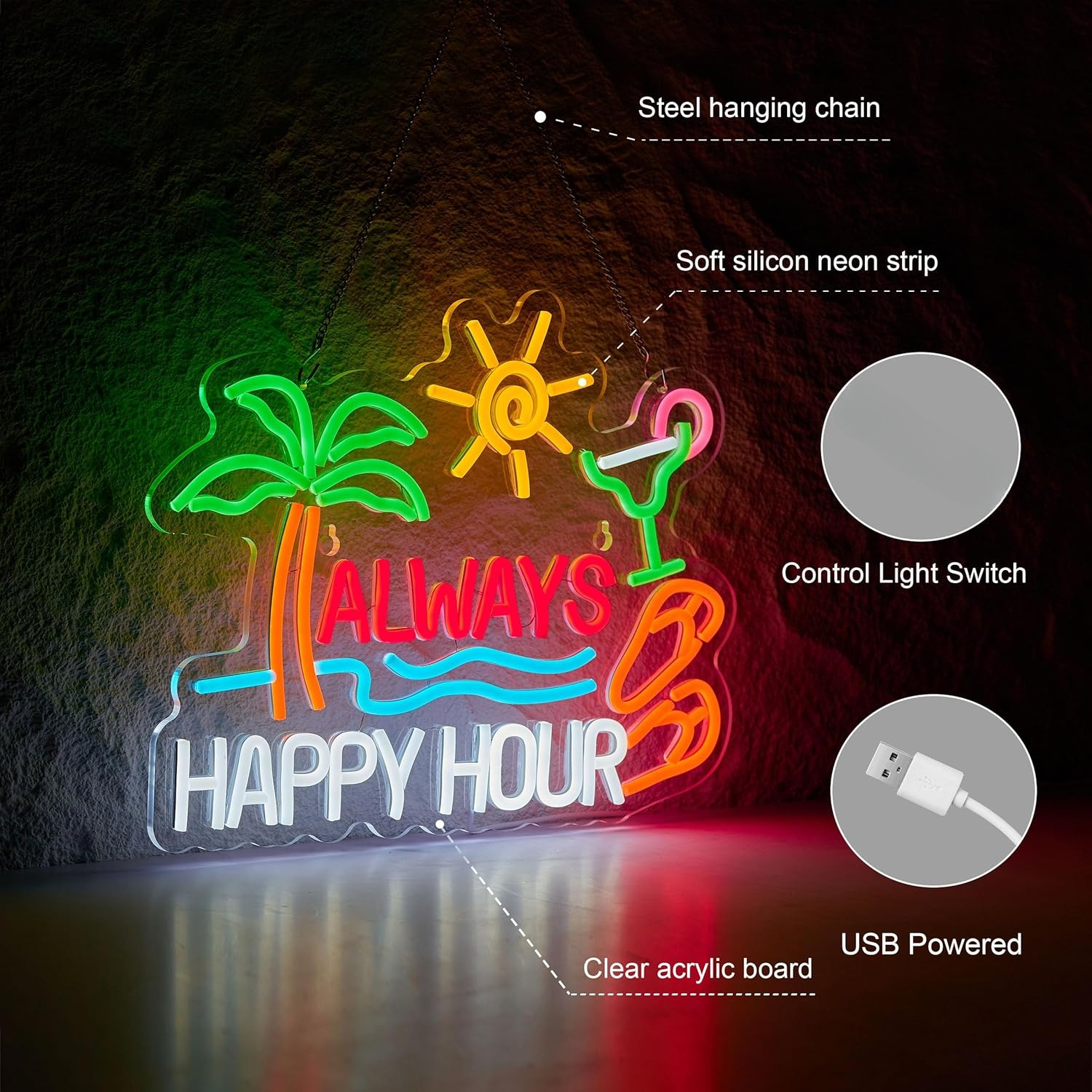 Always Happy Hour Beer Bar Neo - Home Bar Signs 评论和价格