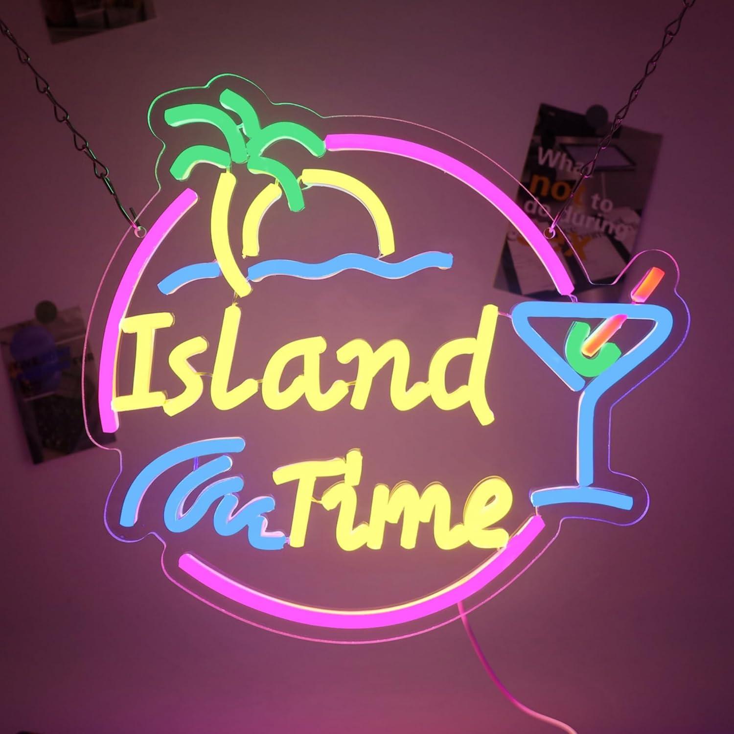 Island Time Neon Sign LED Ligh - Home Bar Signs 评论和价格