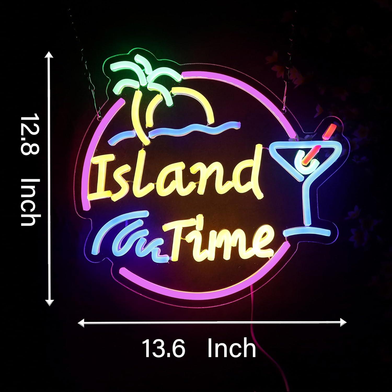 Island Time Neon Sign LED Ligh - Home Bar Signs 评论和价格