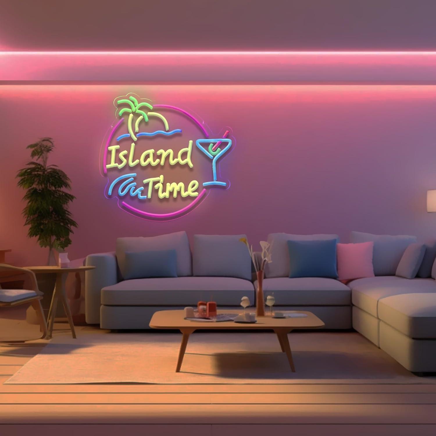 Island Time Neon Sign LED Ligh - Home Bar Signs 评论和价格