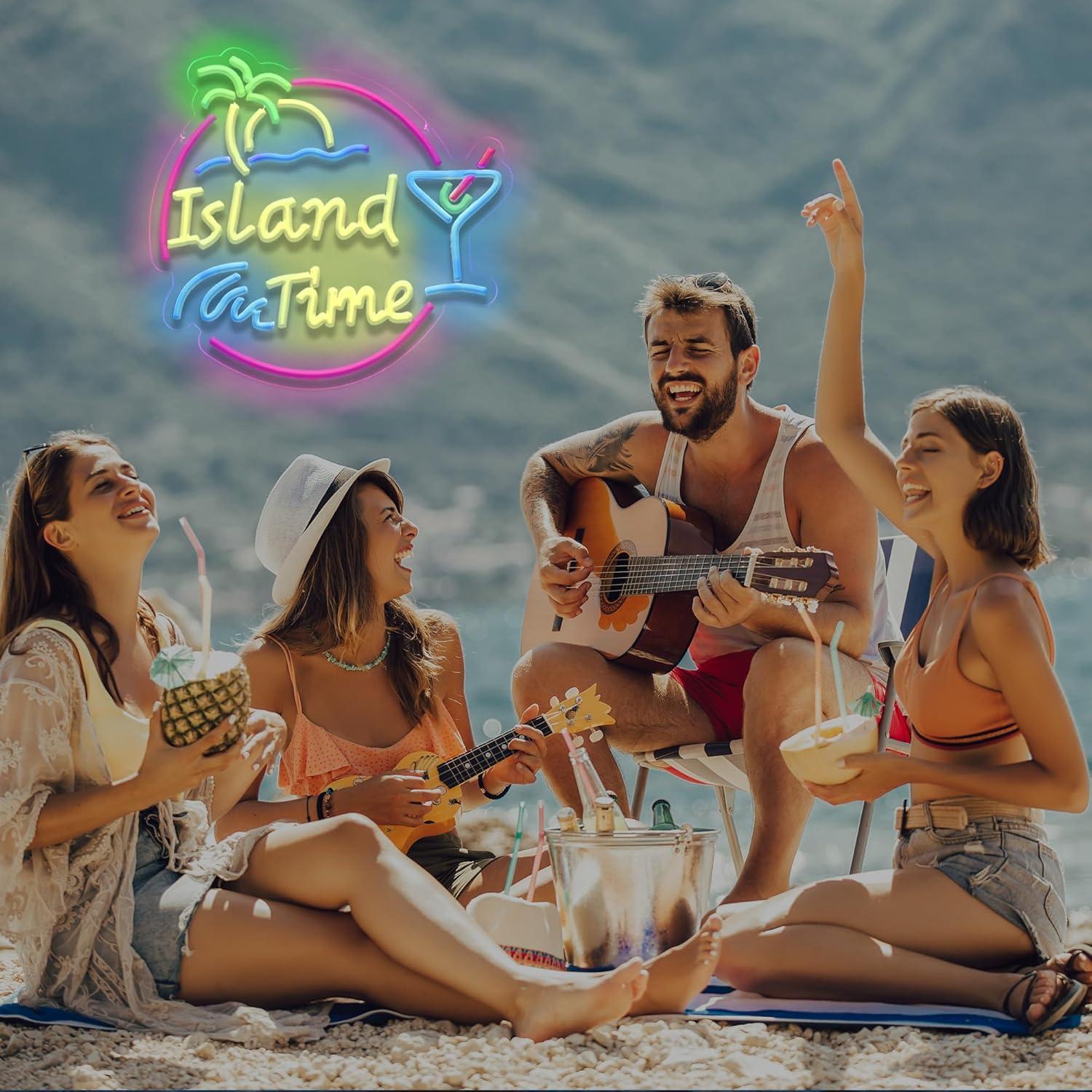 Island Time Neon Sign LED Ligh - Home Bar Signs 评论和价格