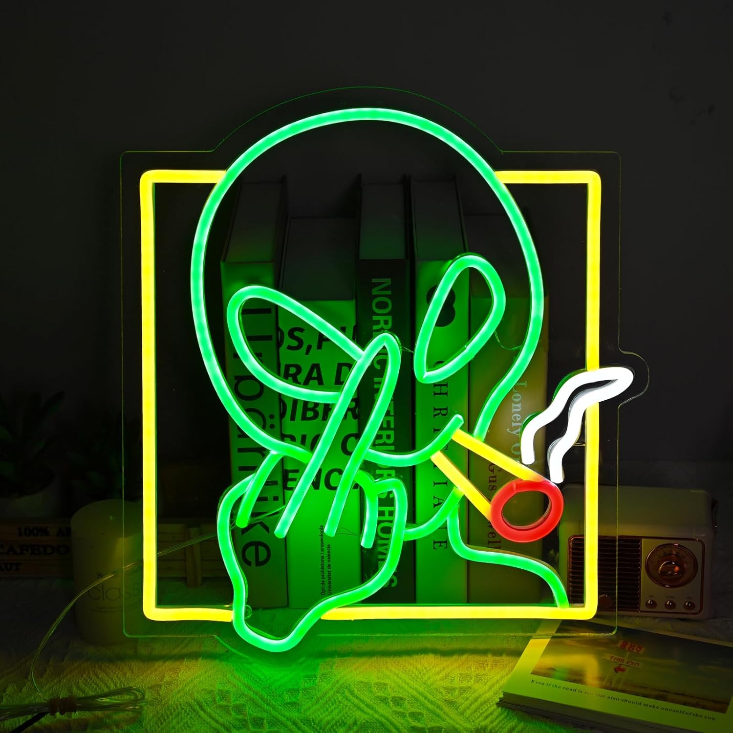 Green Alien Neon Sign Art Wall - Home Bar Signs 评论和价格