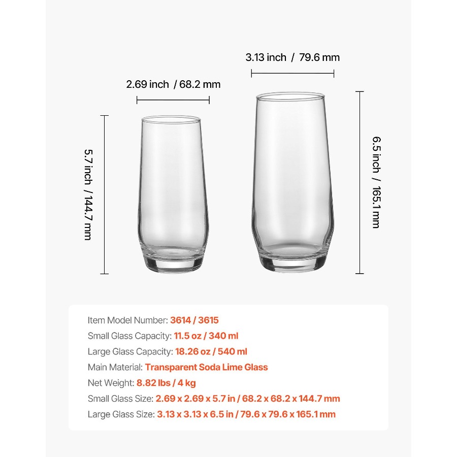 Drinking Glasses Set, 16-Piece - Highball Glass Set 评论和价格