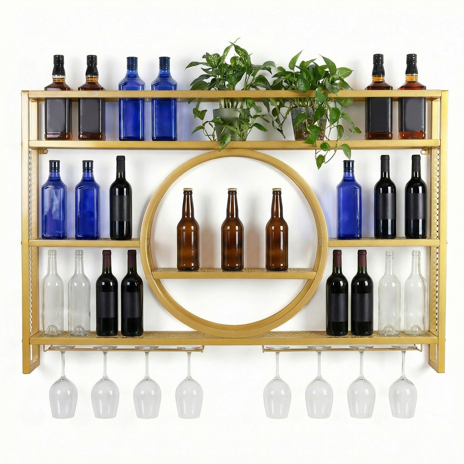 Wine Glass Rack Floating Bar S - Home Bar Shelves 评论和价格