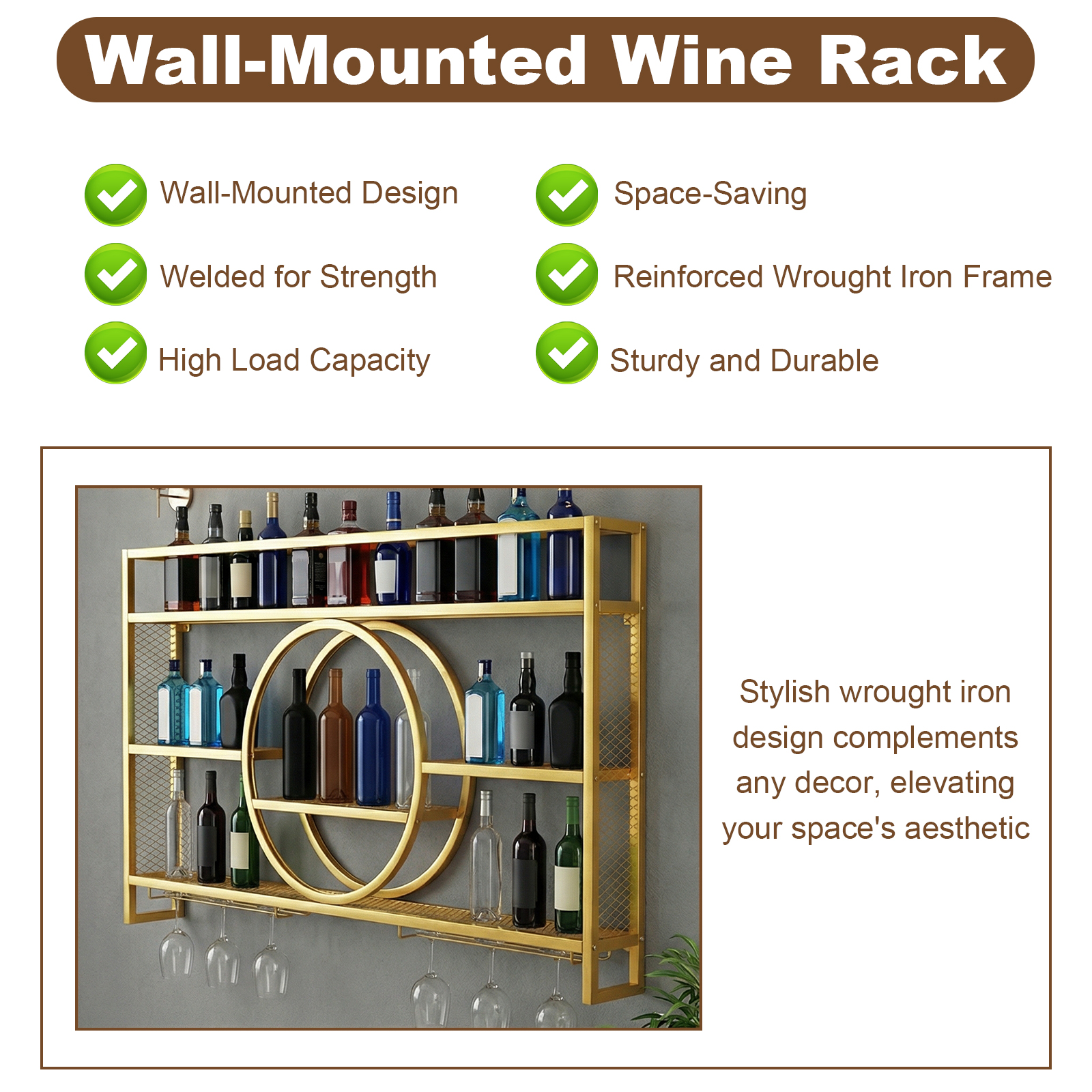 Wine Glass Rack Floating Bar S - Home Bar Shelves 评论和价格