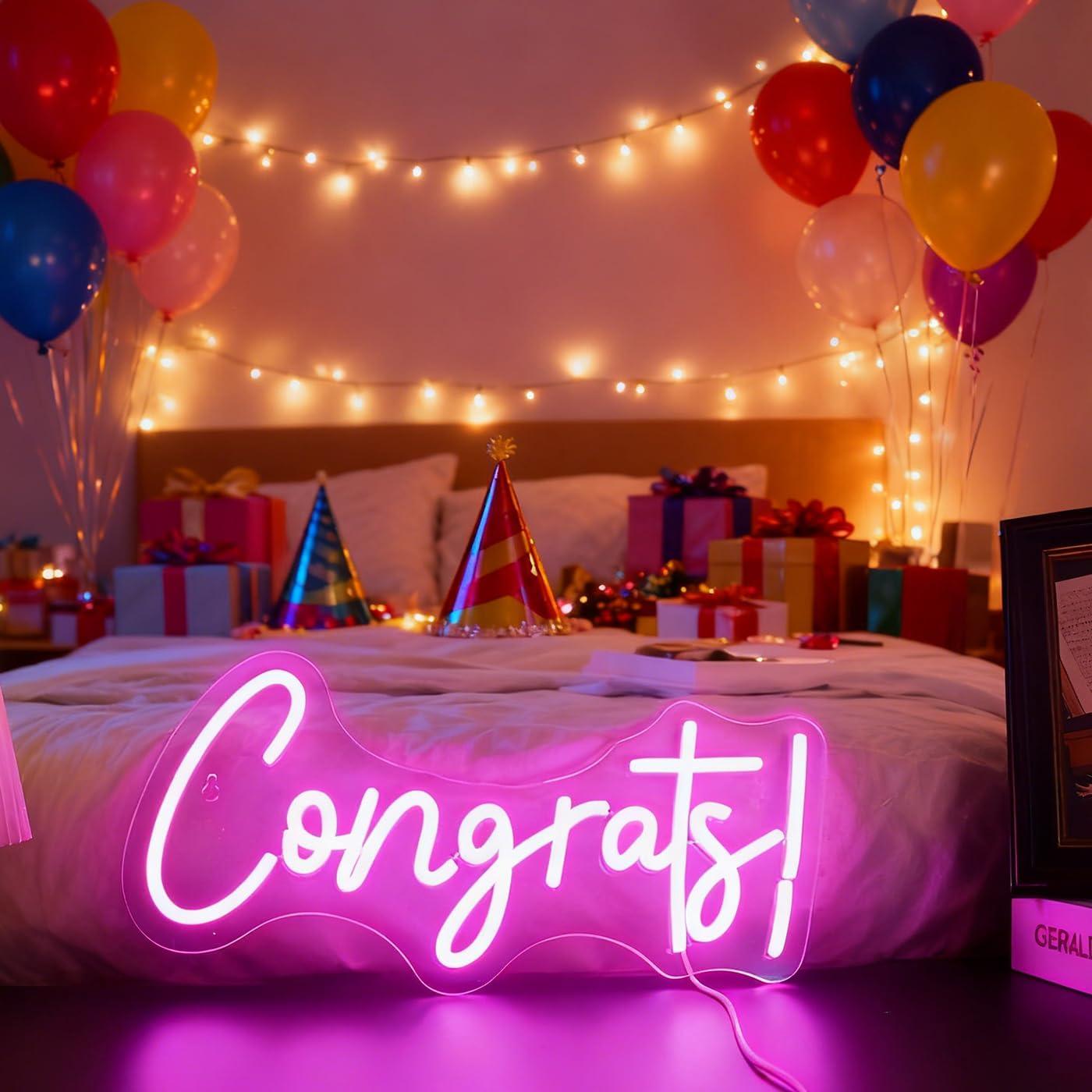 Congrats Neon Sign LED Word Li - Home Bar Signs 评论和价格