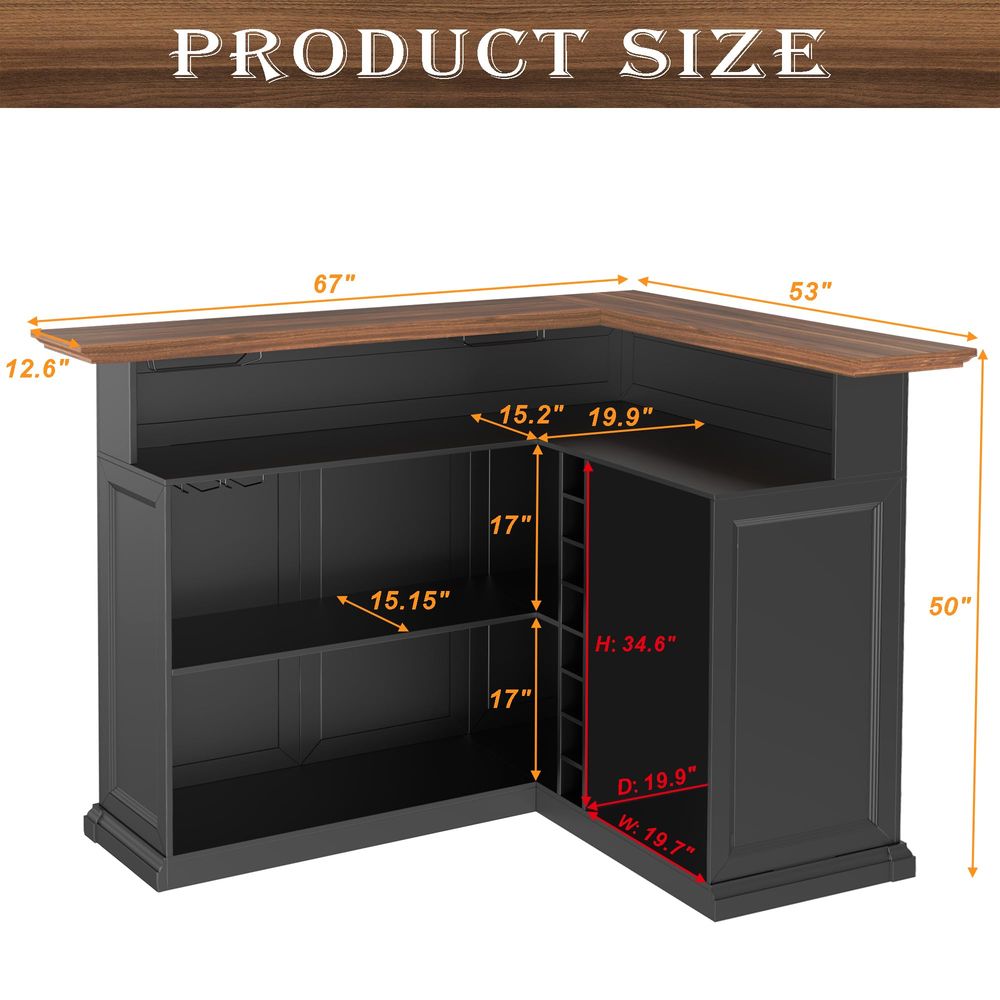 L Shaped Home Bar Cabinet with - Home Bar And Fridge 评论和价格