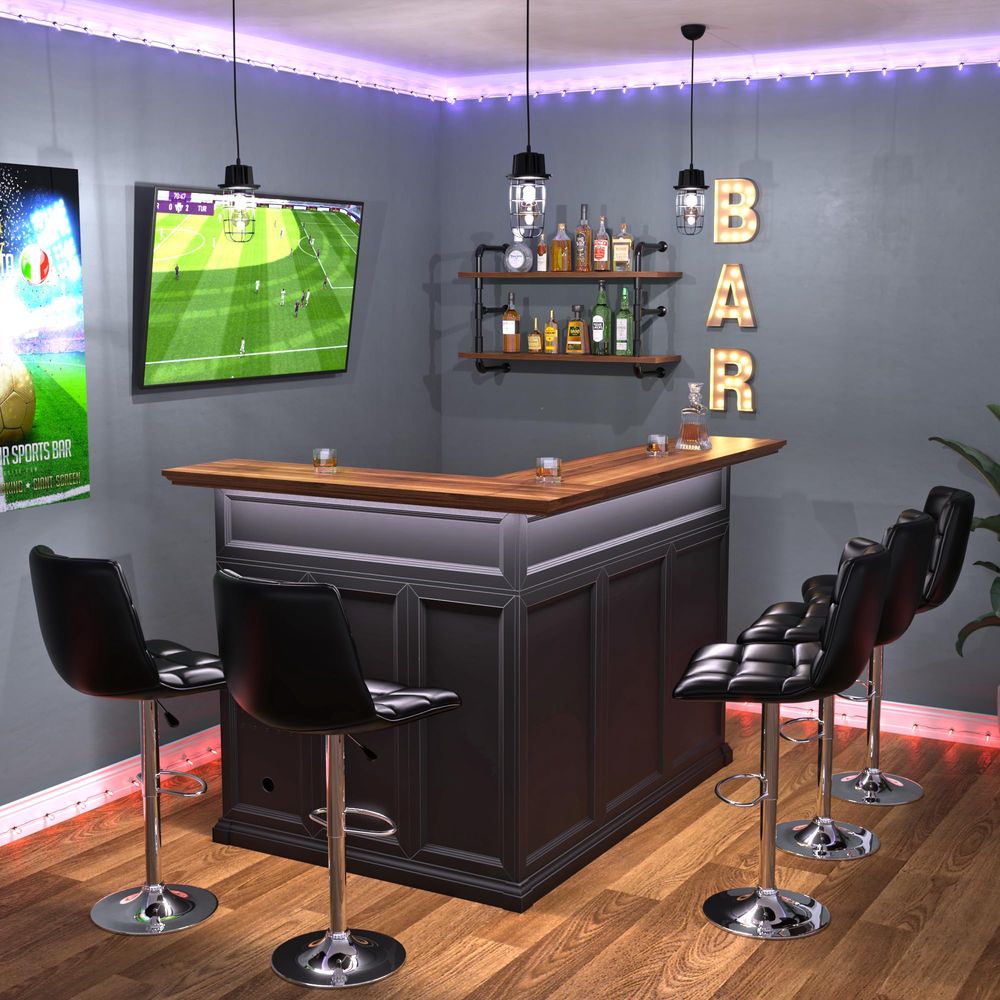 L Shaped Home Bar Cabinet with - Home Bar And Fridge 评论和价格