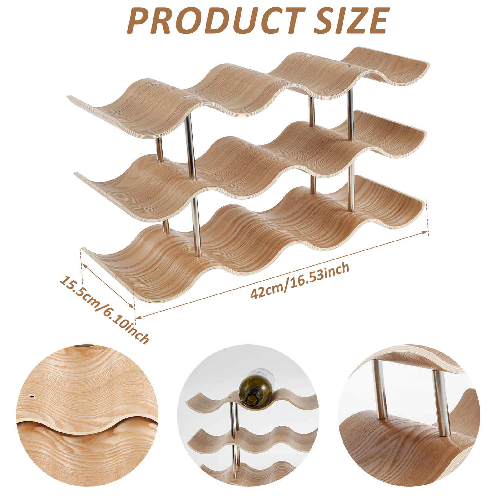 2/3-Tier Wooden Wine Rack Wavy - Home Bar And Cabinet 评论和价格