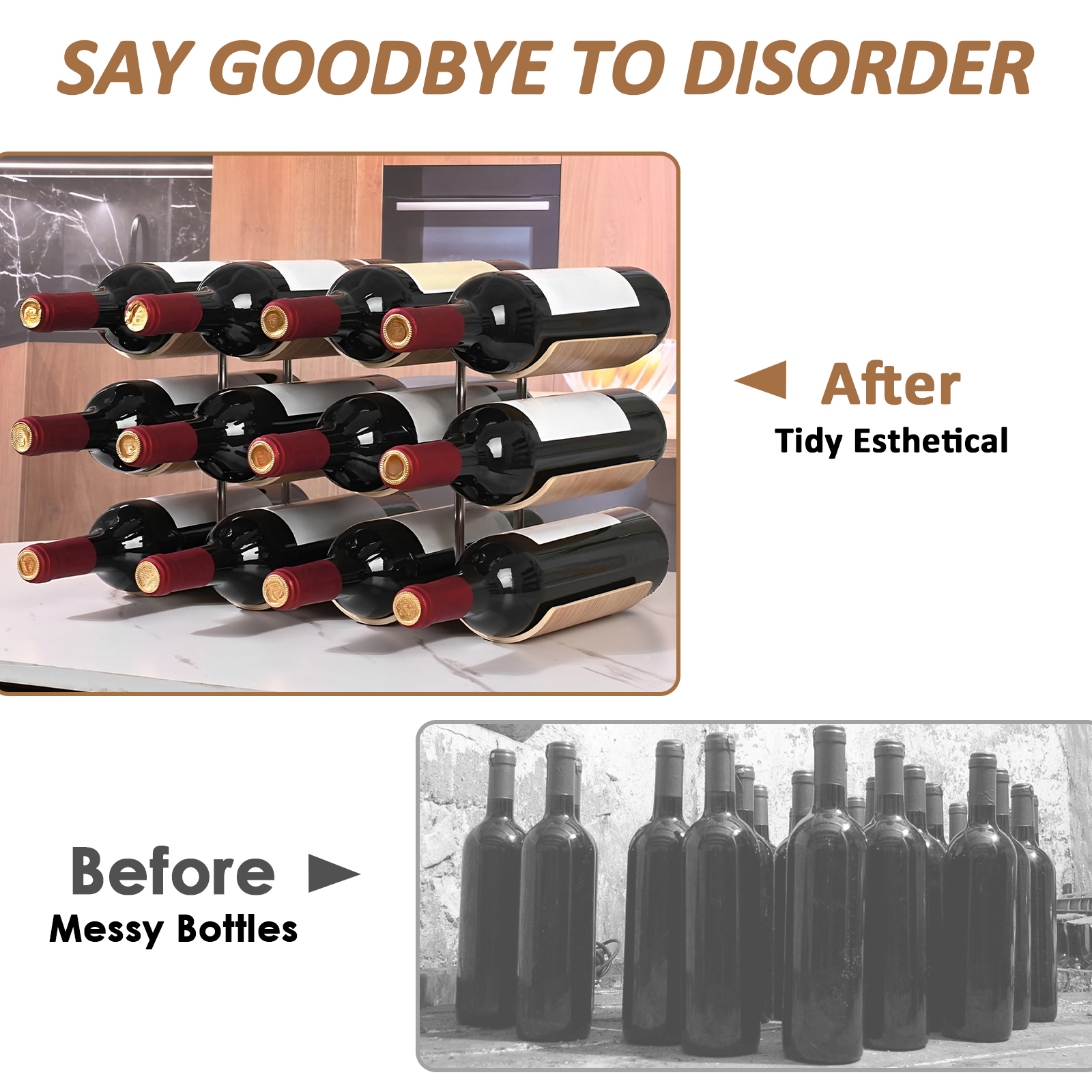2/3-Tier Wooden Wine Rack Wavy - Home Bar And Cabinet 评论和价格
