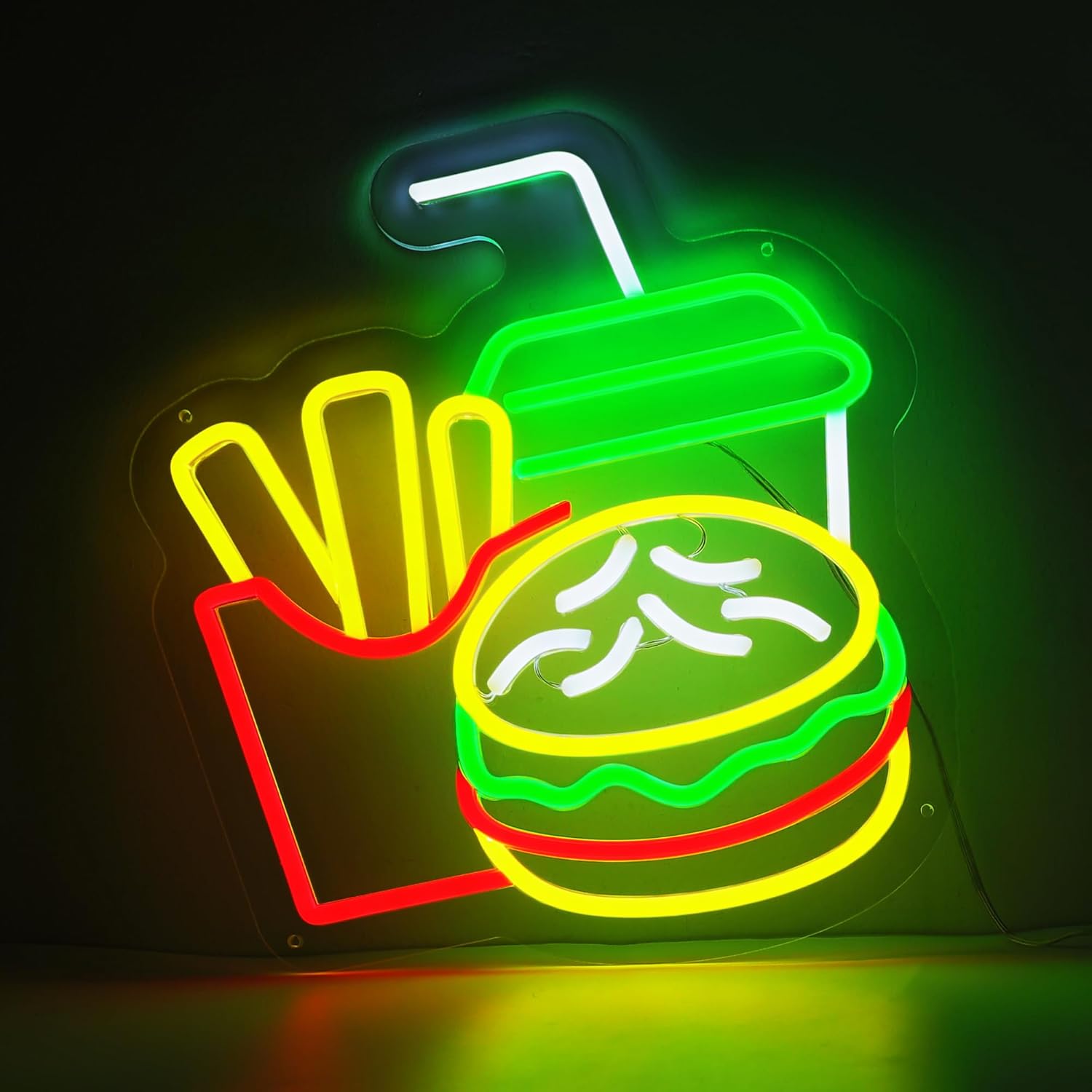 Burger Neon Sign French Fries  - Home Bar Signs 评论和价格