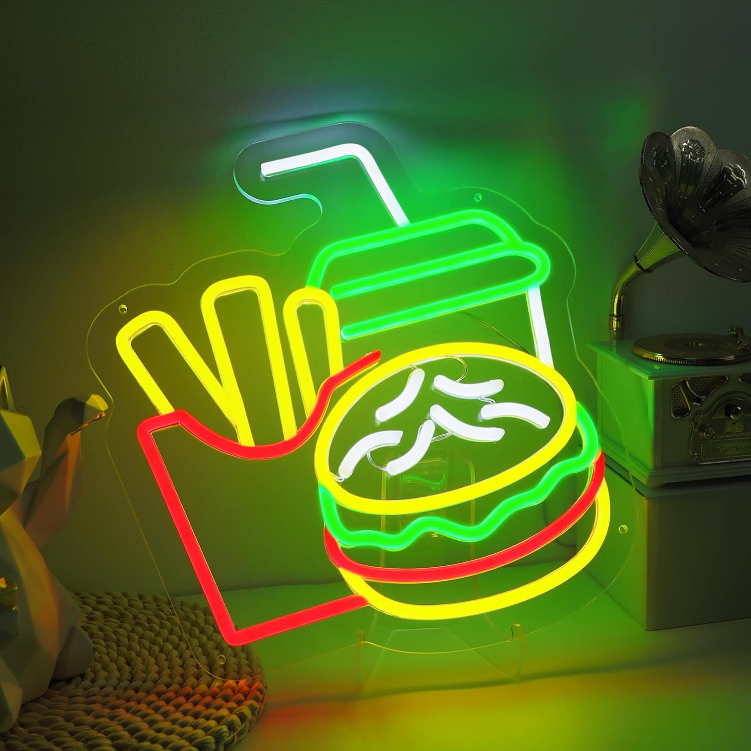 Burger Neon Sign French Fries  - Home Bar Signs 评论和价格