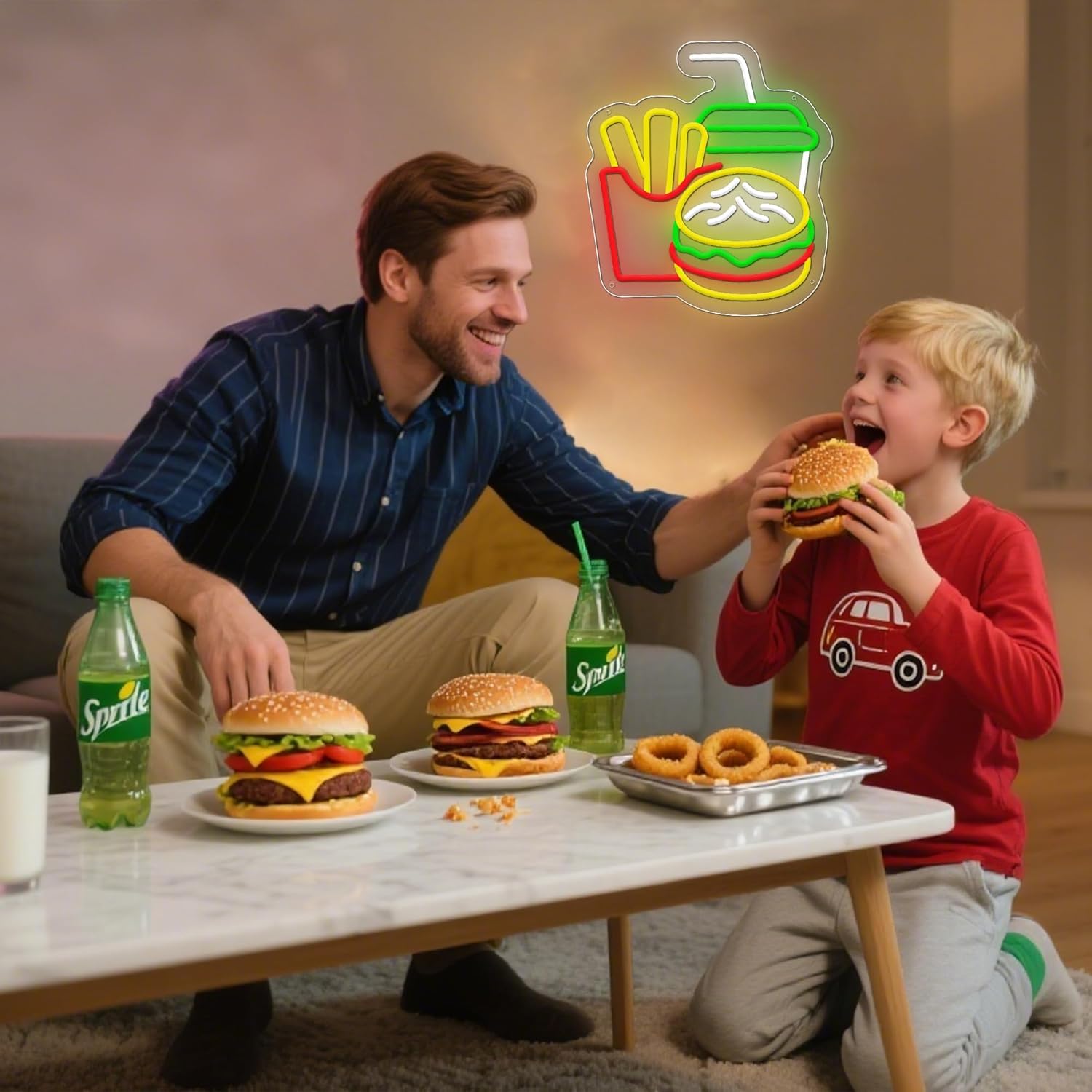 Burger Neon Sign French Fries  - Home Bar Signs 评论和价格
