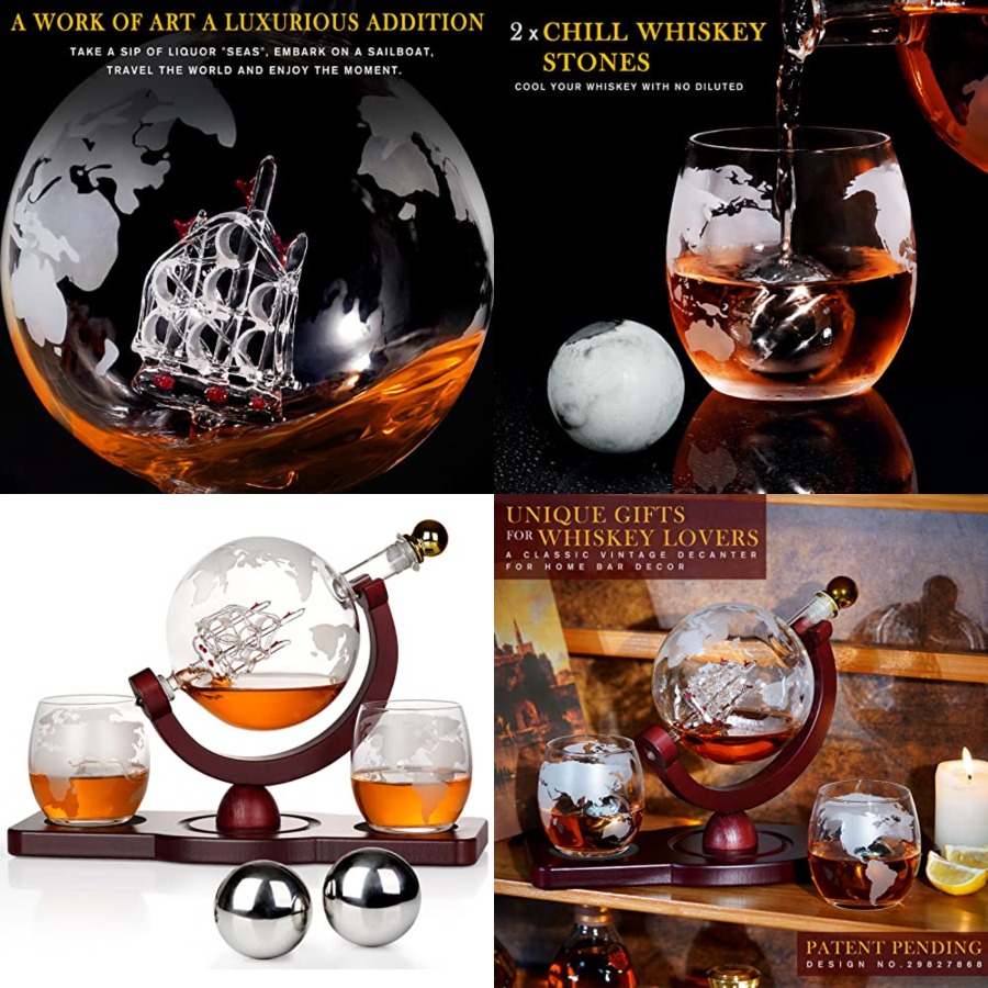 Gifts for Men Dad Fathers Day, - Decanter Globe Set 评论和价格