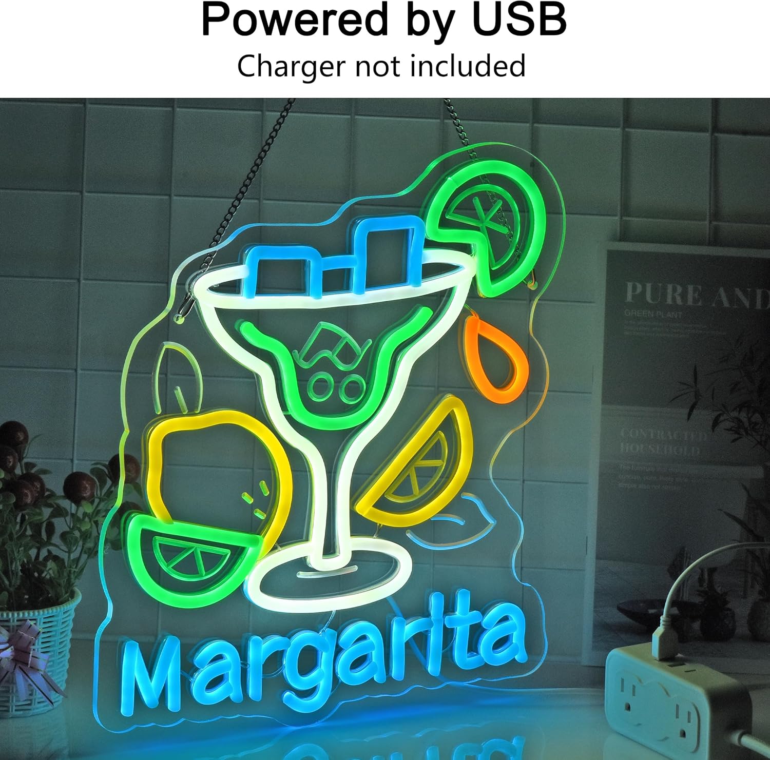 Margarita Neon Sign Wall Art D - Home Bar Signs 评论和价格