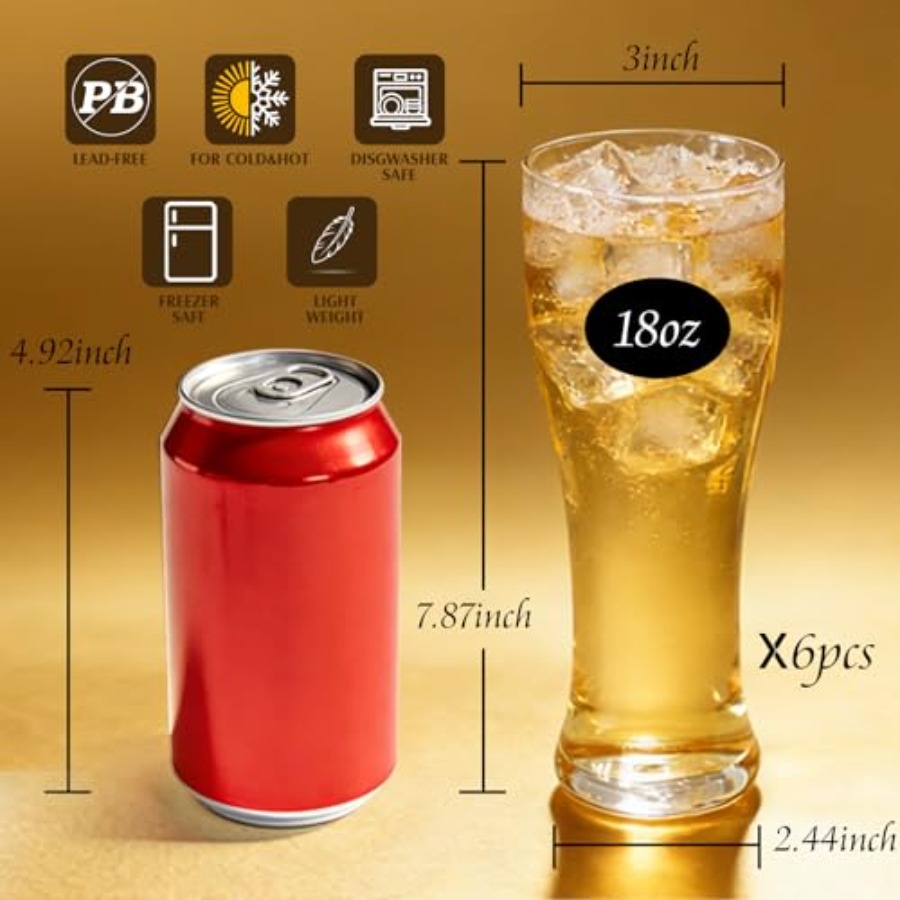 18 oz Pilsner Beer Glasses Set - Highball Glass Set 评论和价格