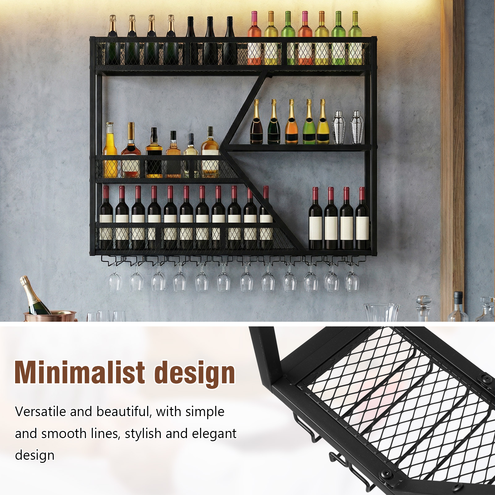 39in 3-Tiers Liquor Bottle Dis - Home Bar Shelves 评论和价格