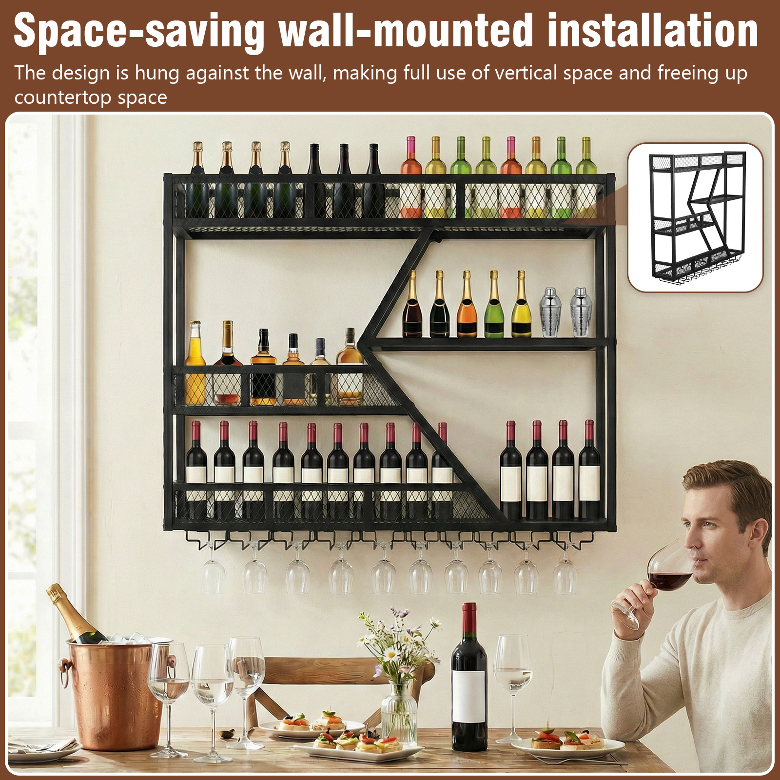 39in 3-Tiers Liquor Bottle Dis - Home Bar Shelves 评论和价格