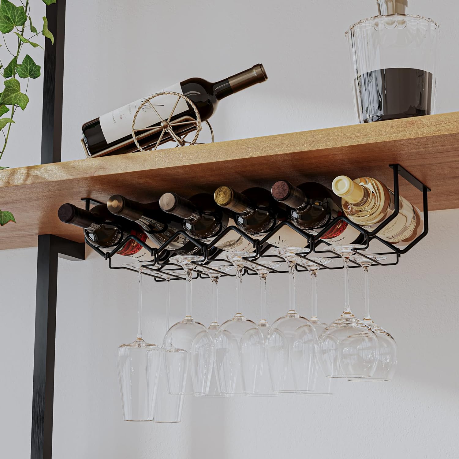 Under Cabinet Wine Rack & Glas - Home Bar And Cabinet 评论和价格