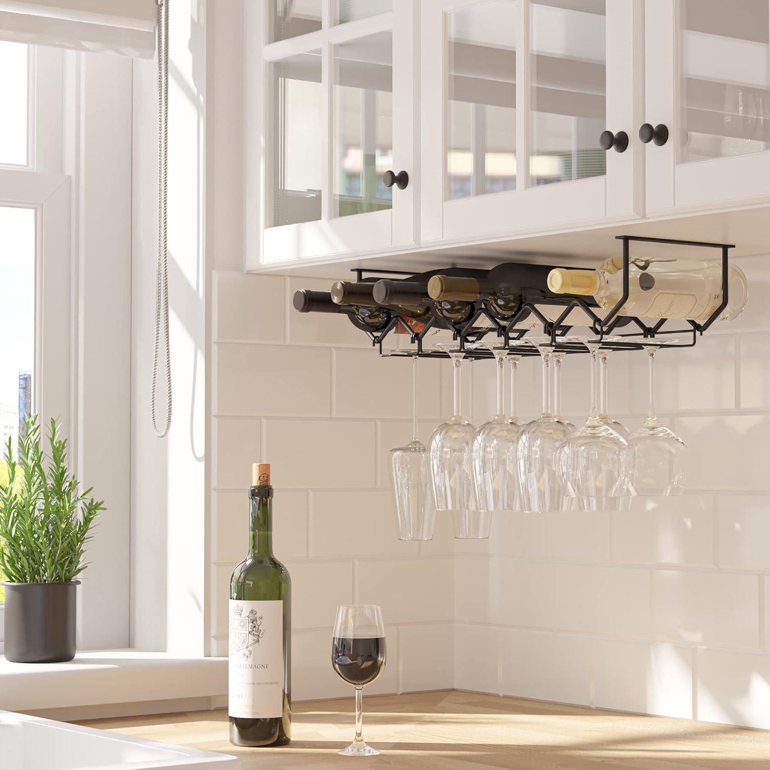 Under Cabinet Wine Rack & Glas - Home Bar And Cabinet 评论和价格