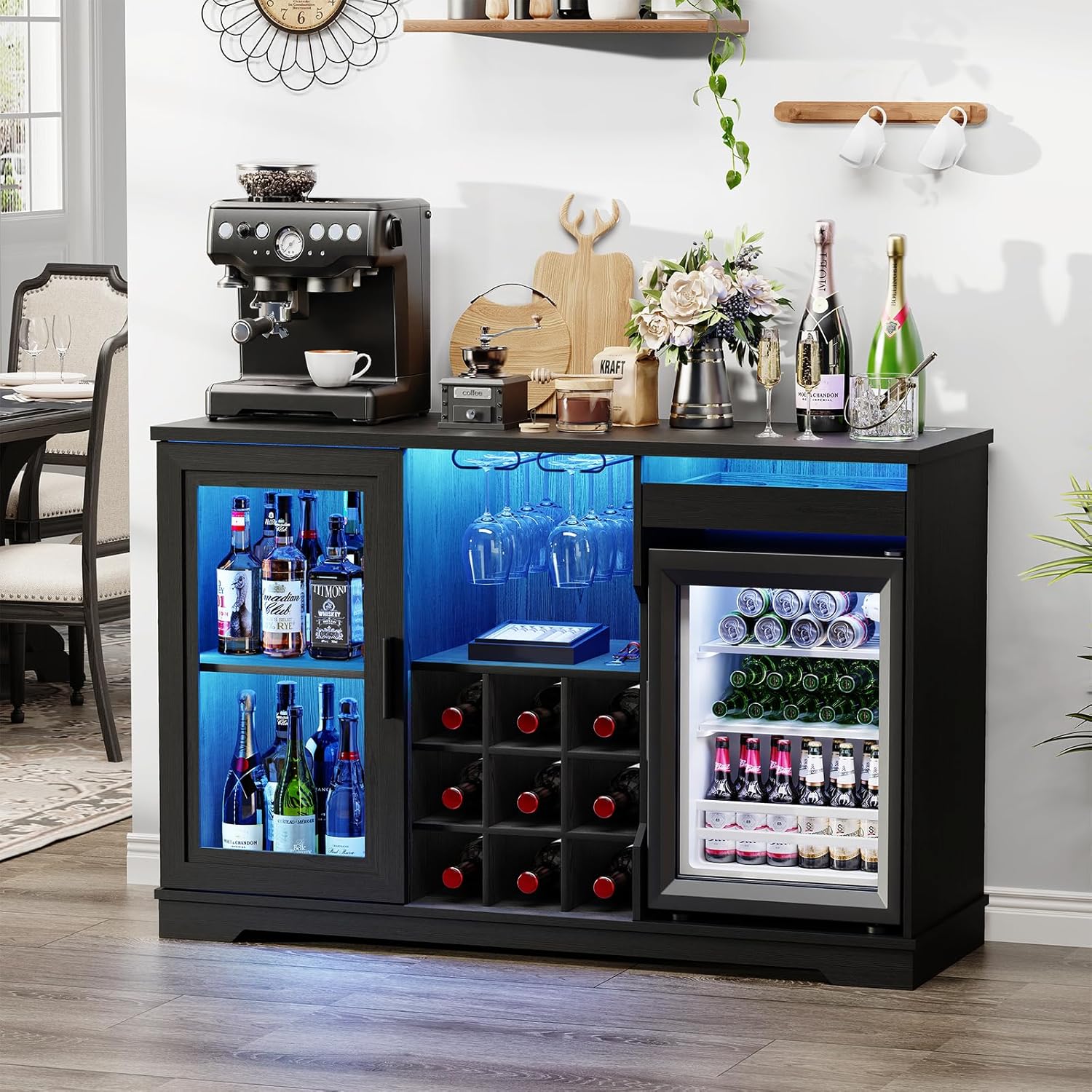 Coffee Bar Cabinet with Fridge - Home Bar And Fridge 评论和价格