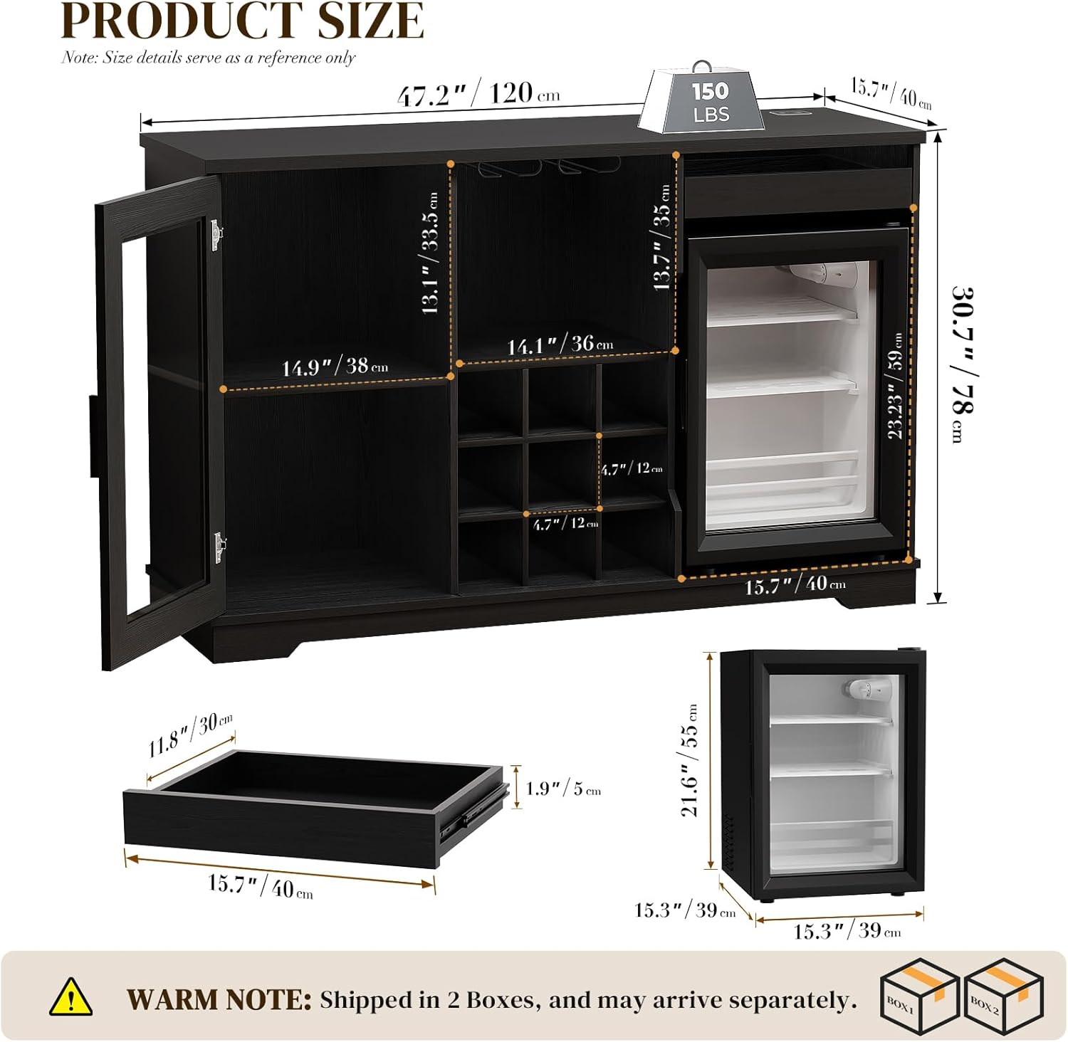 Coffee Bar Cabinet with Fridge - Home Bar And Fridge 评论和价格
