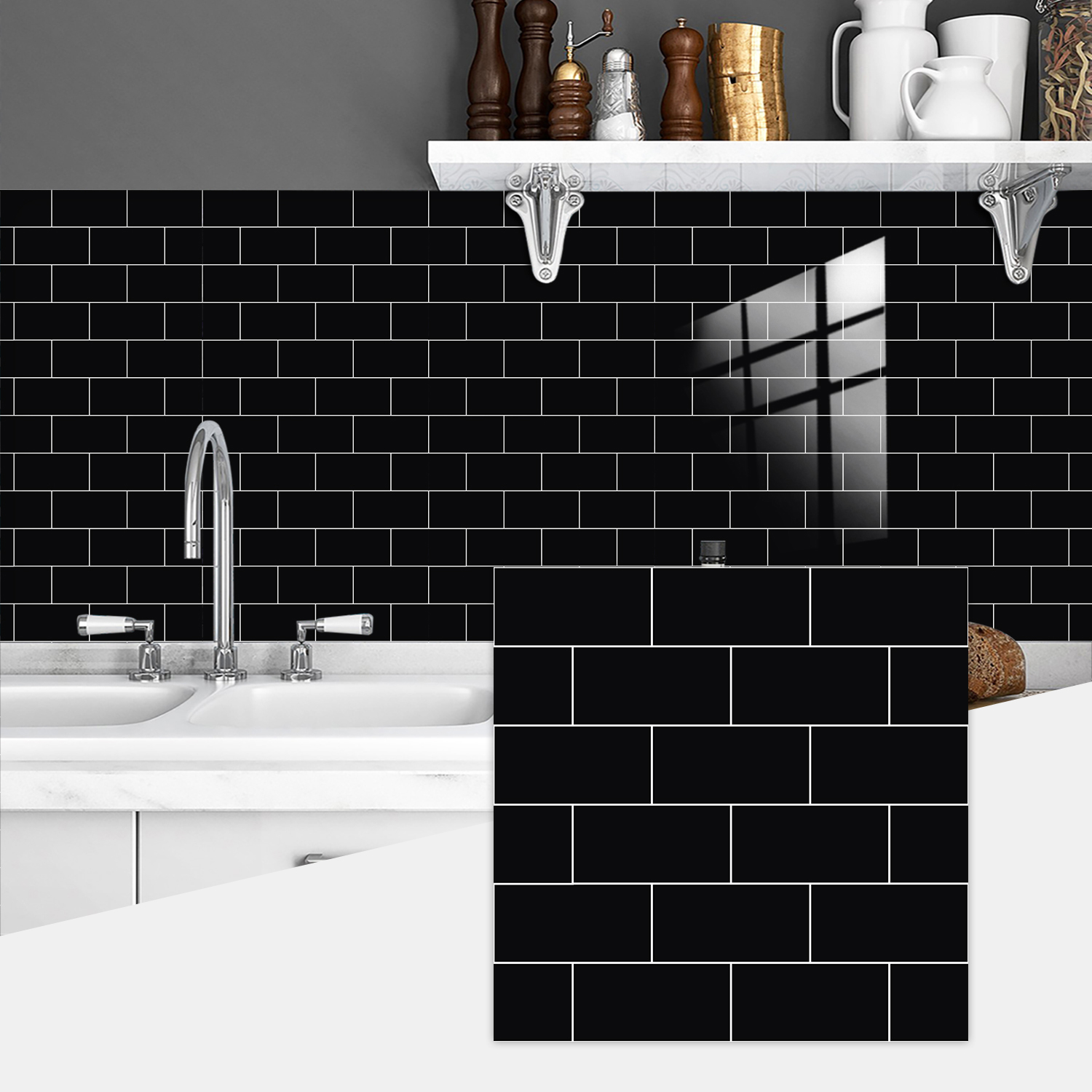10pcs Black Embossed Marble Br - Home Bar Sink 评论和价格